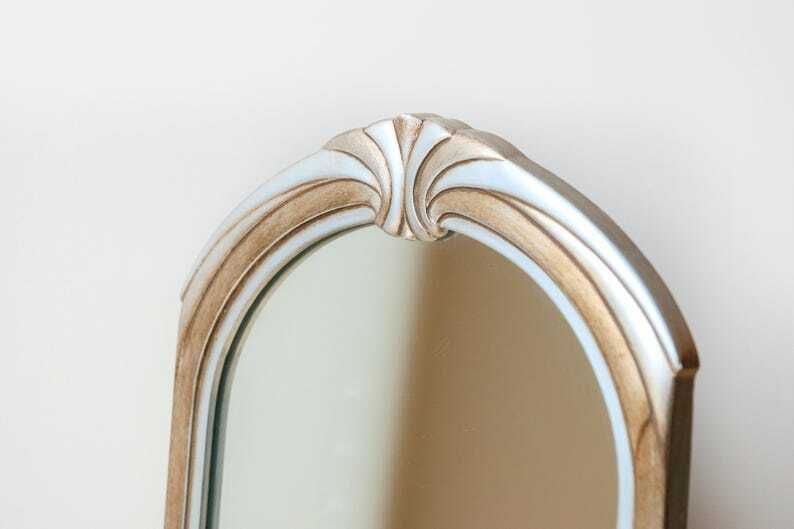 Vintage Gouden Boogvormige Spiegel, Art Deco Stijlspiegel, Belgische Wandspiegel, Hollywood Regency, Deknudt, Mid Century Modern, Gemaakt In België photo furniture