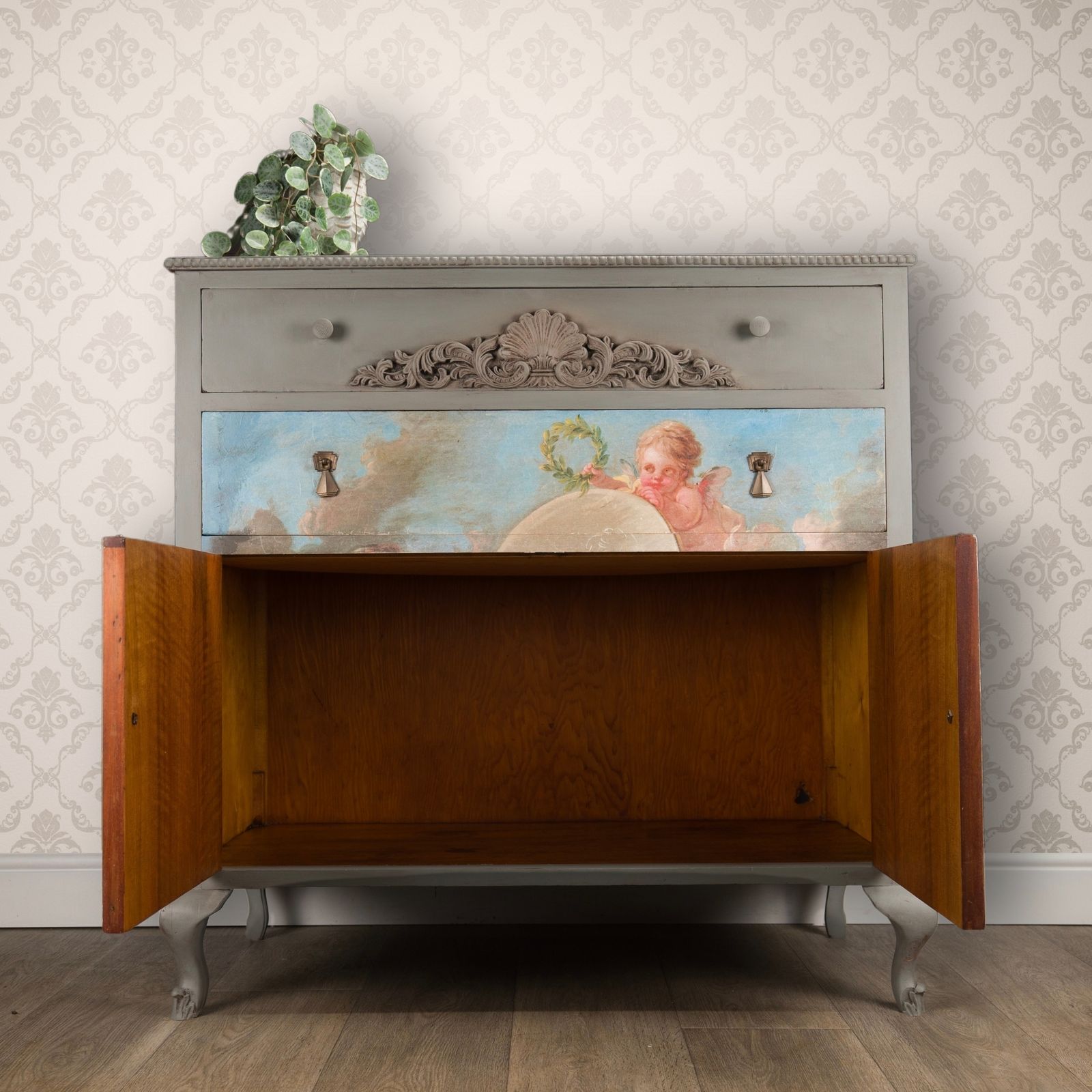 photo furniture Upcycled Decoupage Cabinet