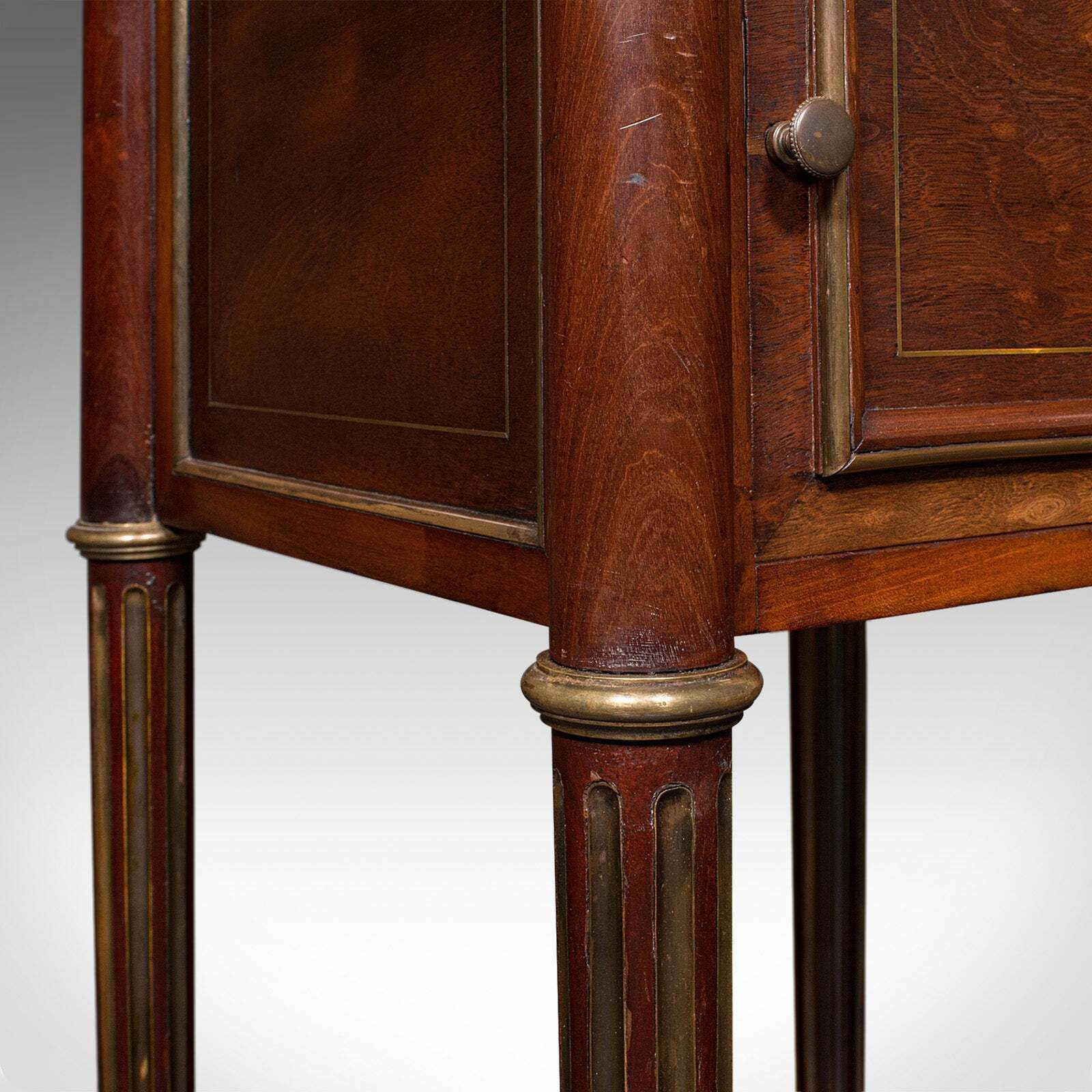 Furniture Antique Bedside Table, French, Walnut, Marble, Nightstand, Victorian, Circa 1840 photo