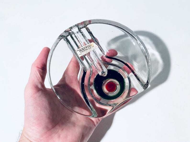 photo for sale 1960s Walther Solifleur Crystal Glass Vase / Heiner Düsterhaus / Vintage Mid Century German Design