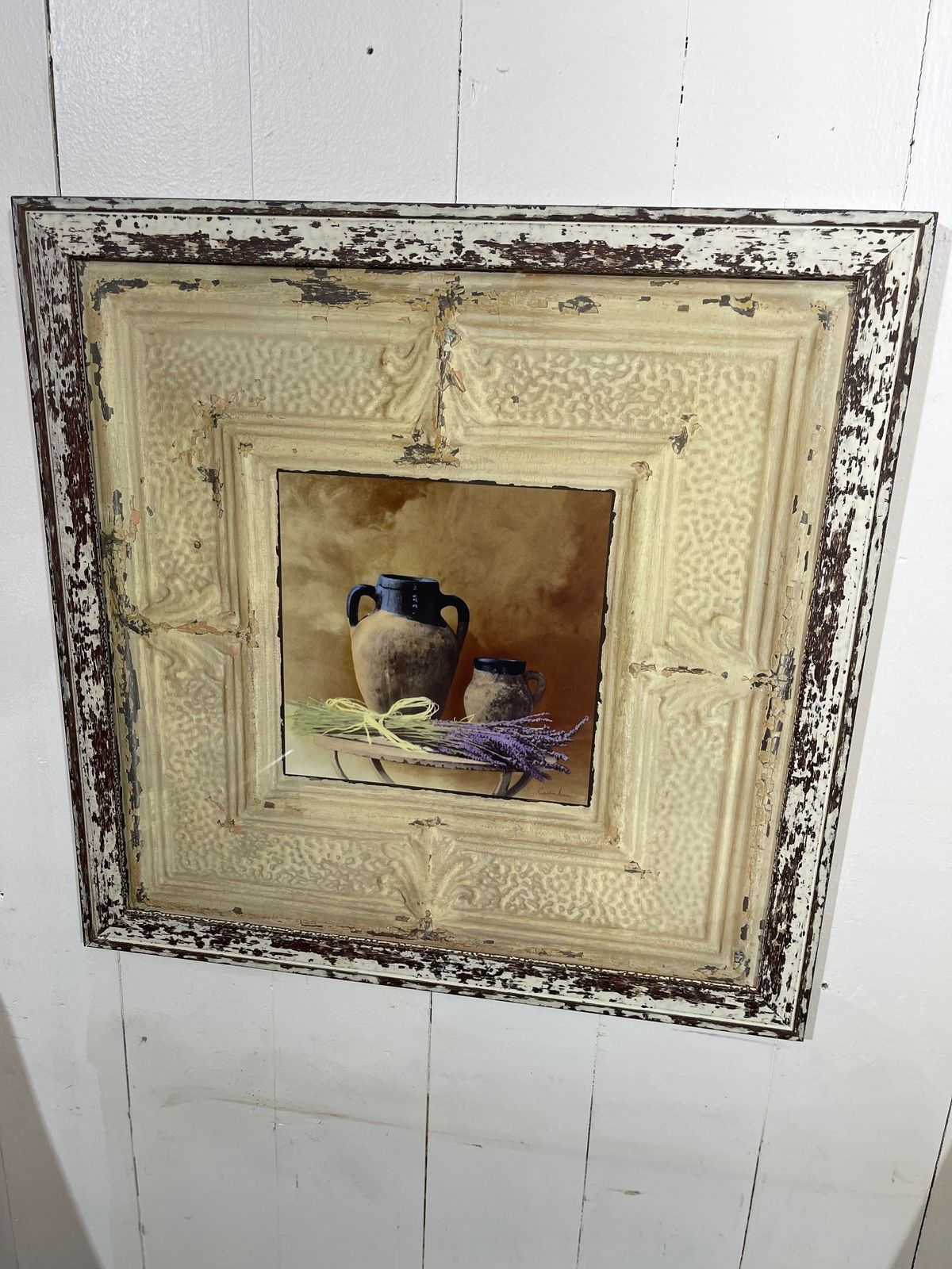 Mid Century Distressed Wooden Picture Frame With Artisan Print photo 149.0