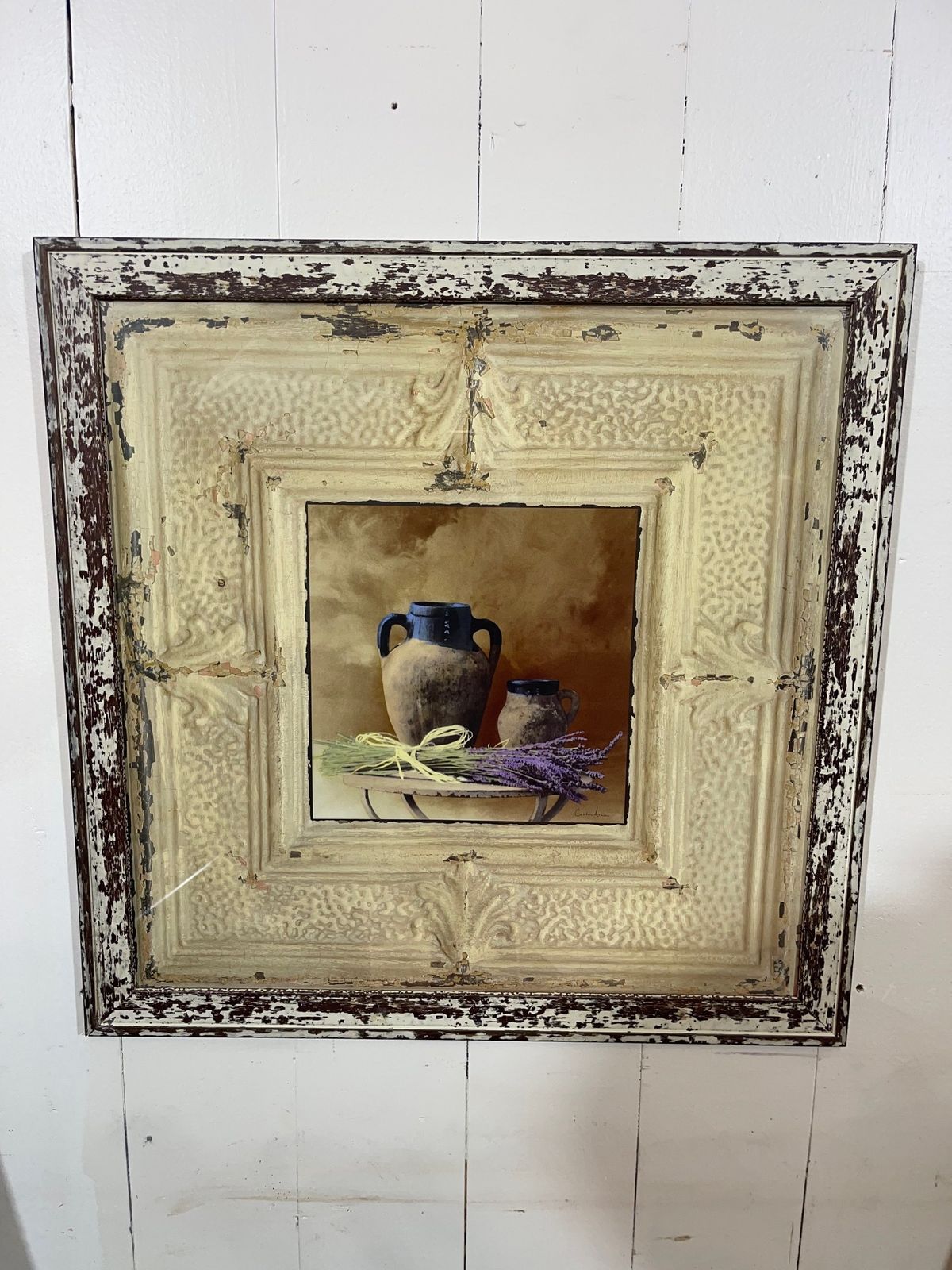 photo furniture Mid Century Distressed Wooden Picture Frame With Artisan Print