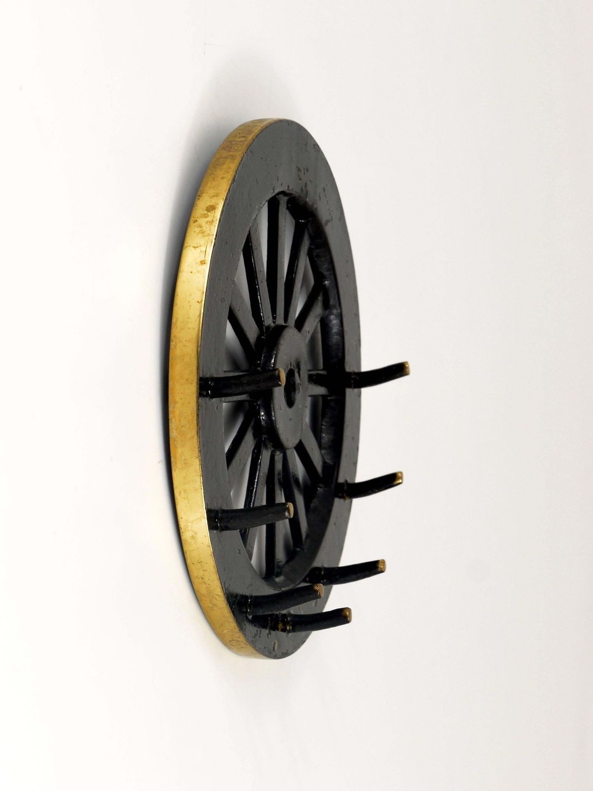 Walter Bosse Mid Century Cartwheel Brass Key Hanger, Herta Baller, Austria, 1950 photo Art
