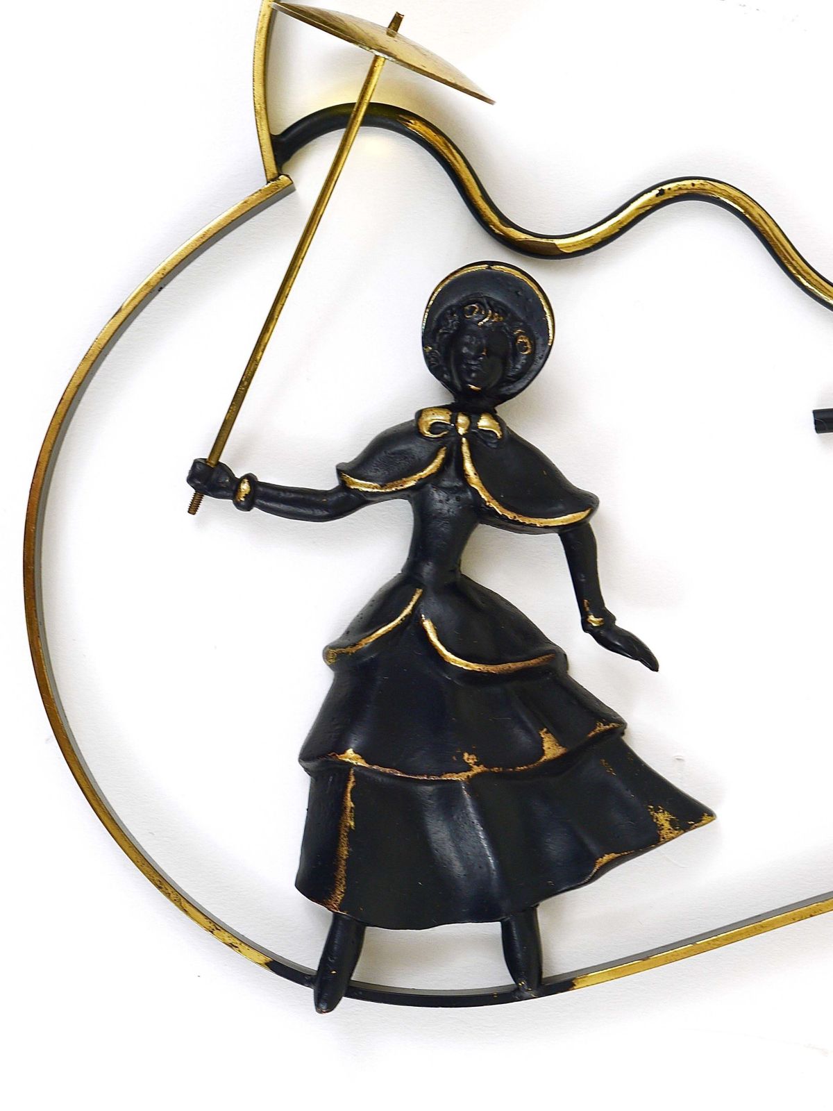 Walter Bosse Woman In Biedermeier Dress Brass Wall Sculpture, Austria, 1950s photo Art