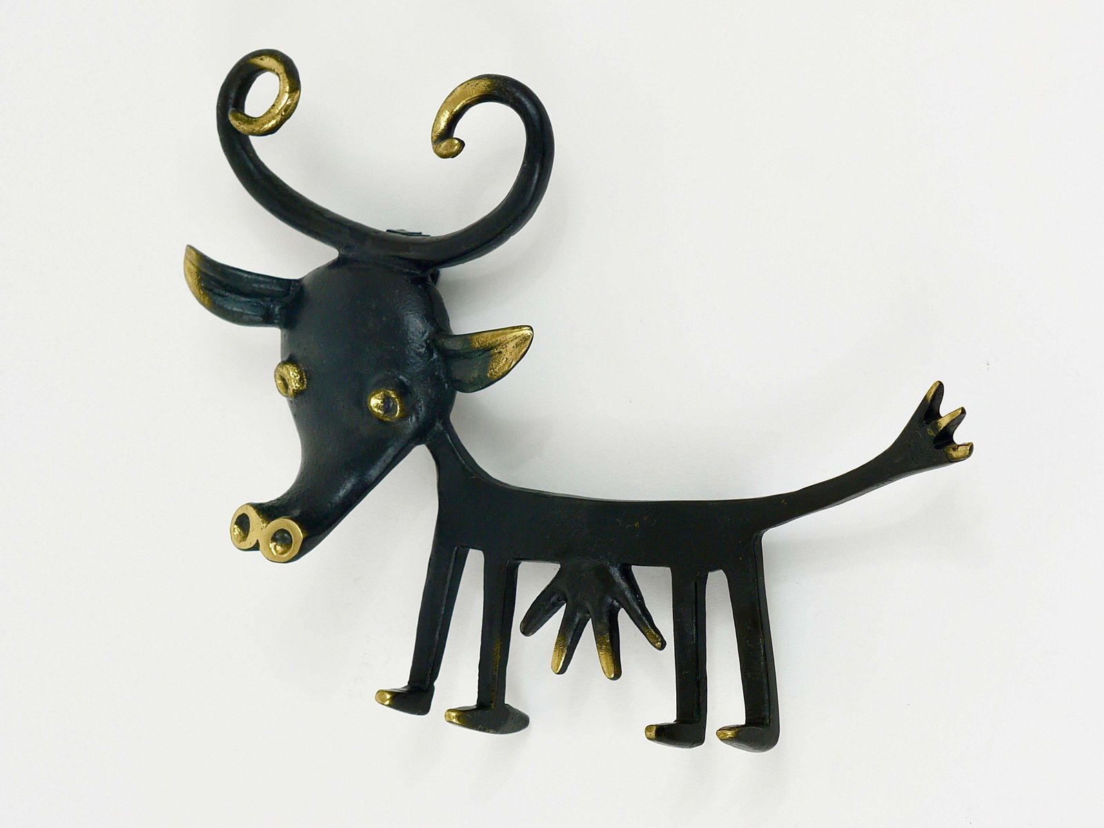 Walter Bosse Cow Sculpture Brass Key Hanger By Herta Baller, Austria, 1950s photo Art