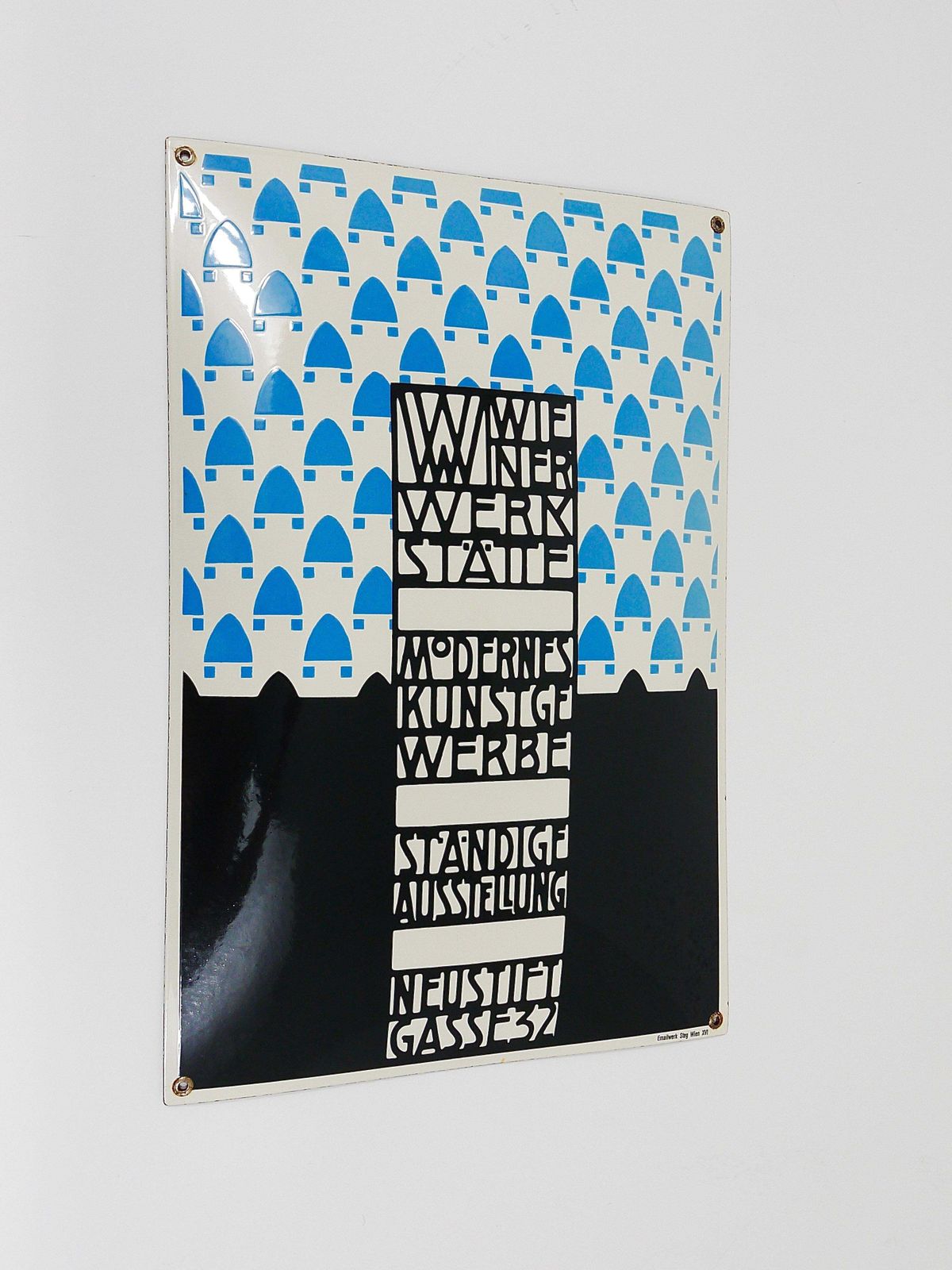 photo vintage Josef Hoffmann Wiener Werkstätte Vienna Art Nouveau Enamel Advertising Sign