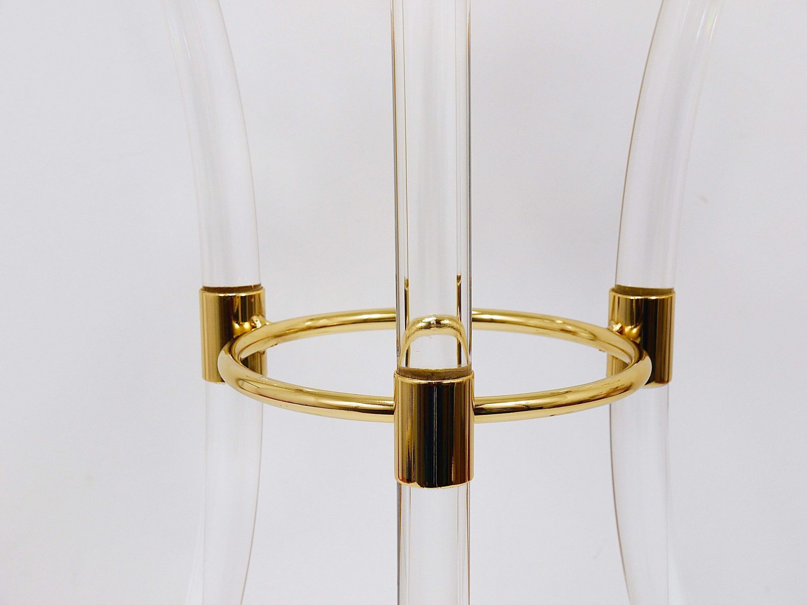 Maison Jansen Style Lucite & Gilt Metal Tripod Coffee Table Pedestal Gueridon photo 1936.0