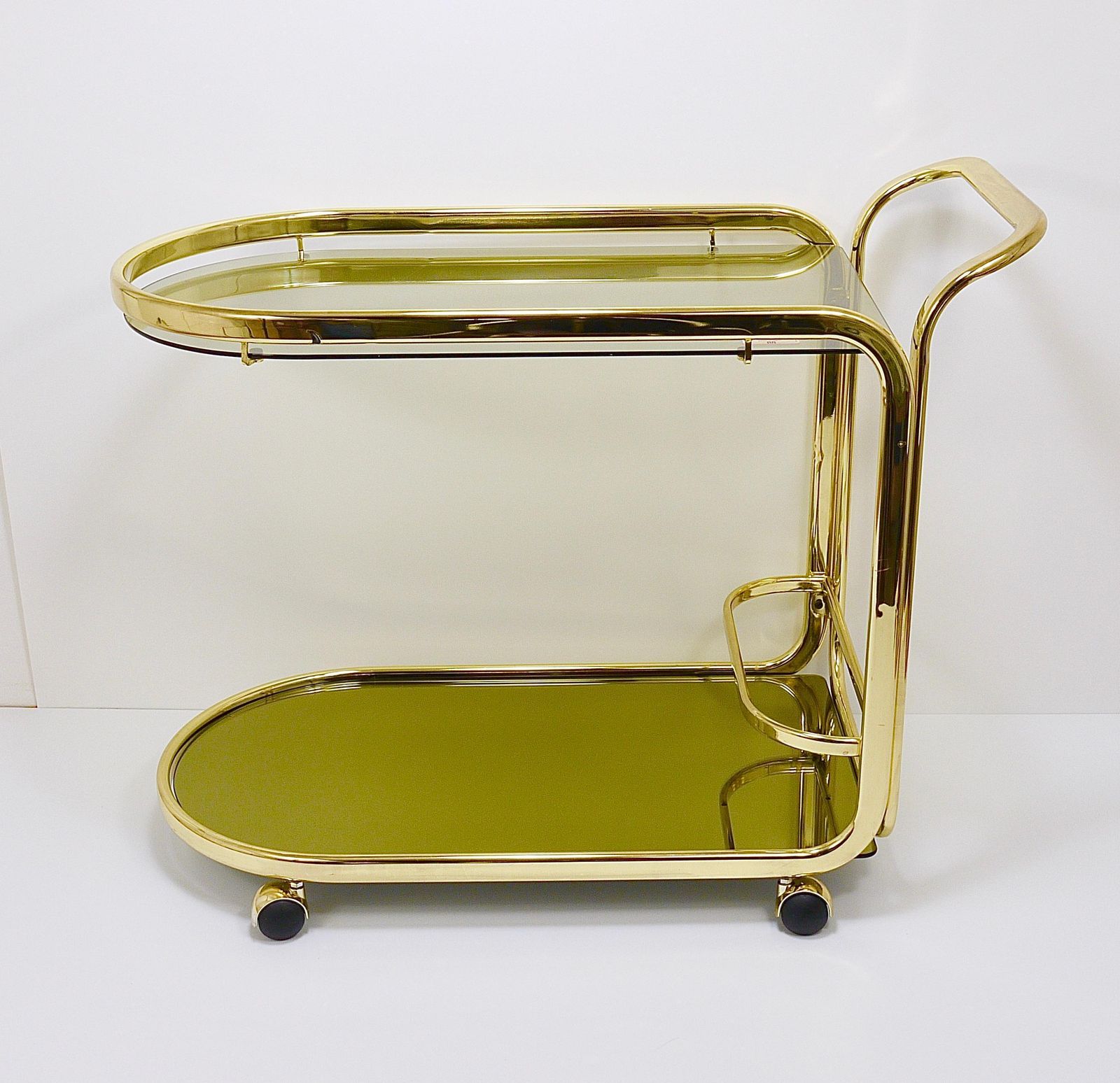 Golden Morex Italy Hollywood Regency Mirror Bar Cart Drinks Trolley, 1970s photo vintage