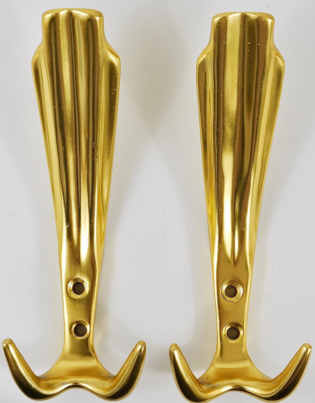 Up To Five Golden Hollywood Regency Wall Coat Hooks, Italy, 1970s photo for sale