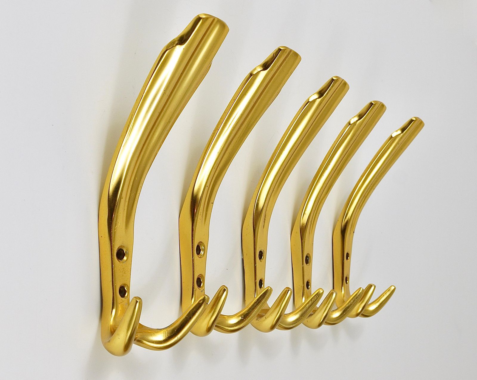photo for sale Up To Five Golden Hollywood Regency Wall Coat Hooks, Italy, 1970s