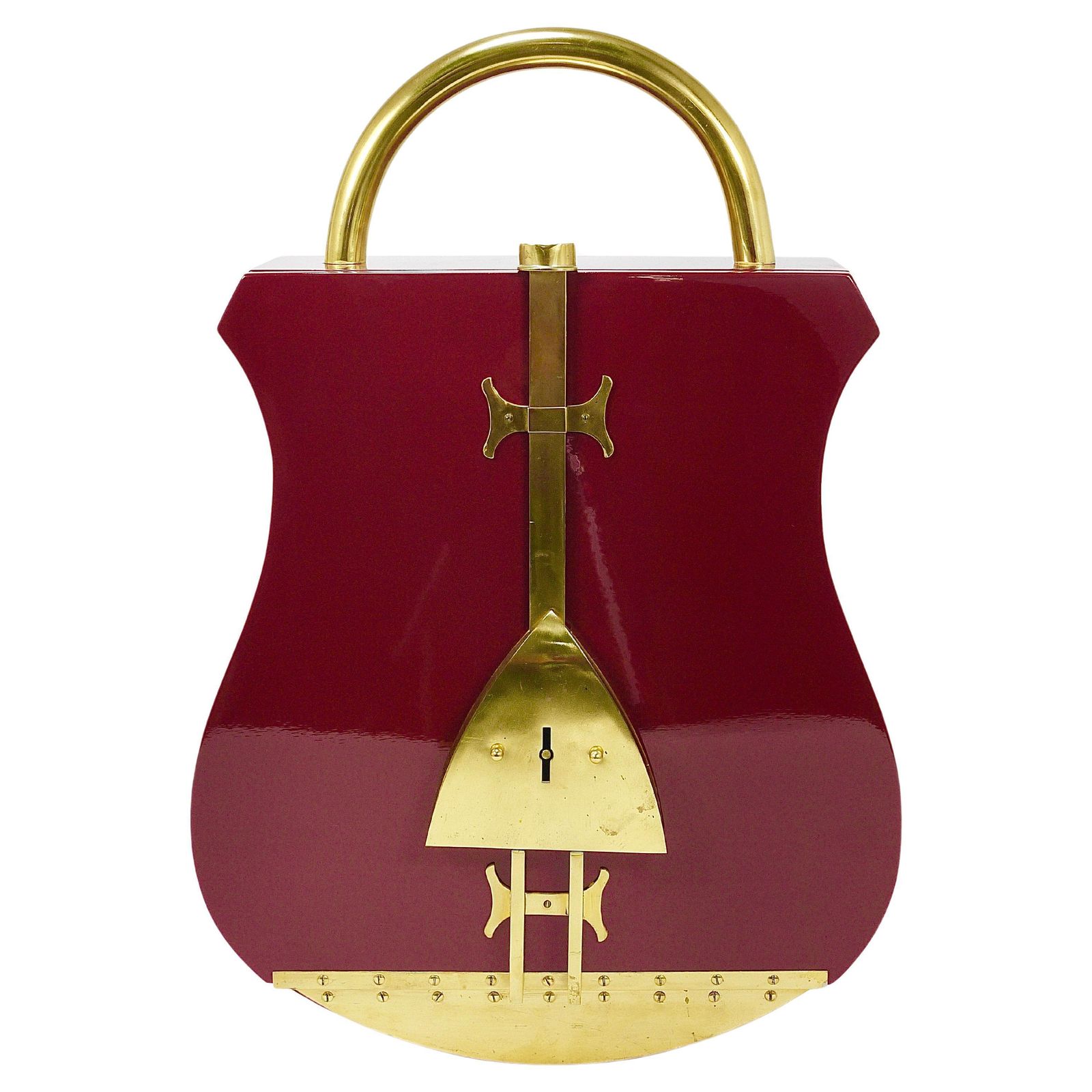 Aldo Tura Style Padlock Spirits Dry Home Bar Cabinet, Italy, 1970s