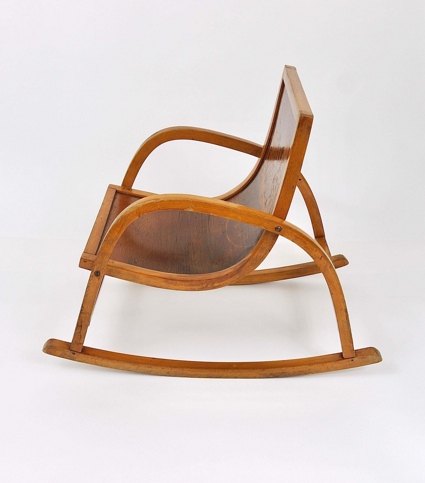 Bauhaus Childrens`bentwood Rocking Chair Brockhage Andrä Era, Germany, 1950s photo 1936.0