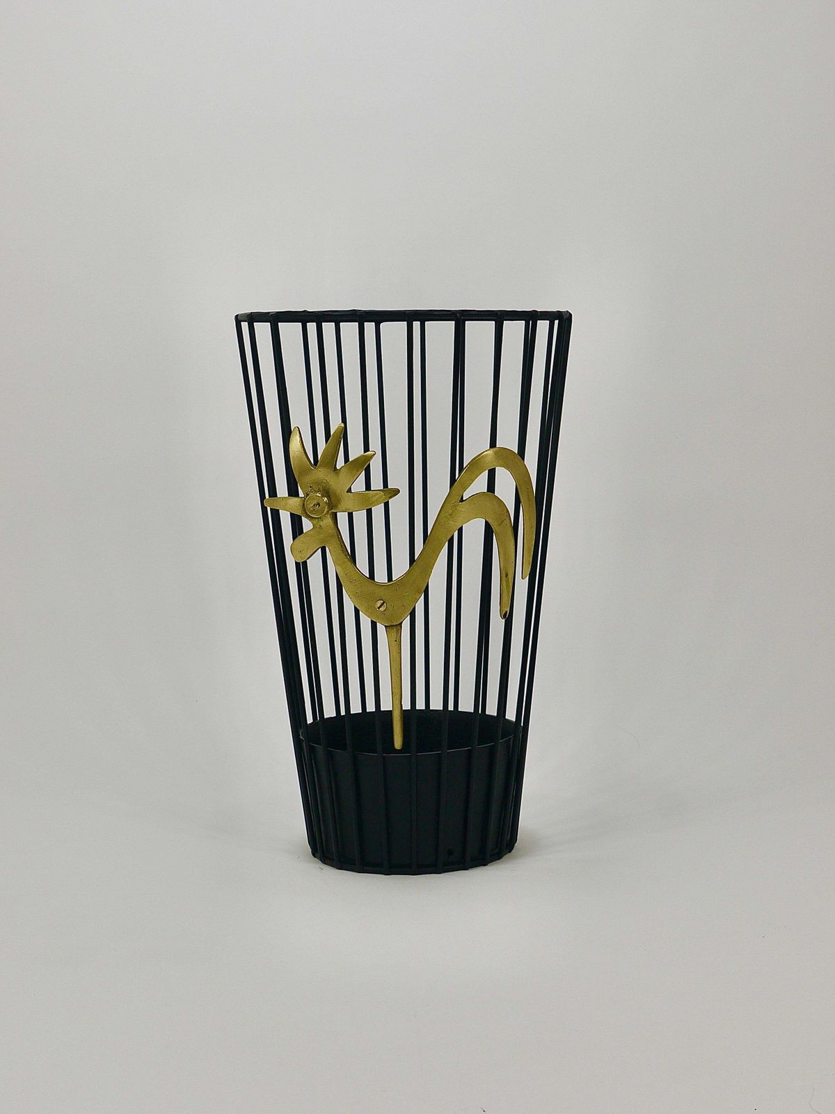 Walter Bosse Brass Rooster Mid Century Umbrella Stand For Herta Baller, 1950s photo 766.0