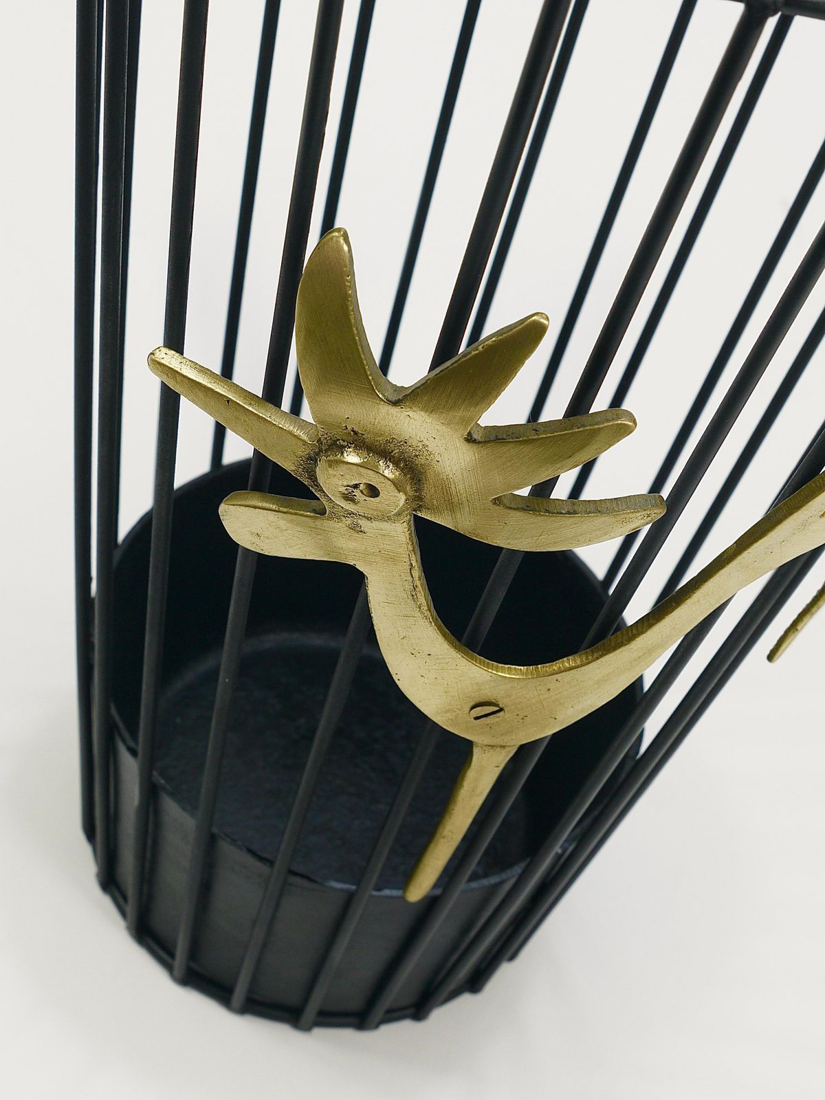 Walter Bosse Brass Rooster Mid Century Umbrella Stand For Herta Baller, 1950s photo vintage