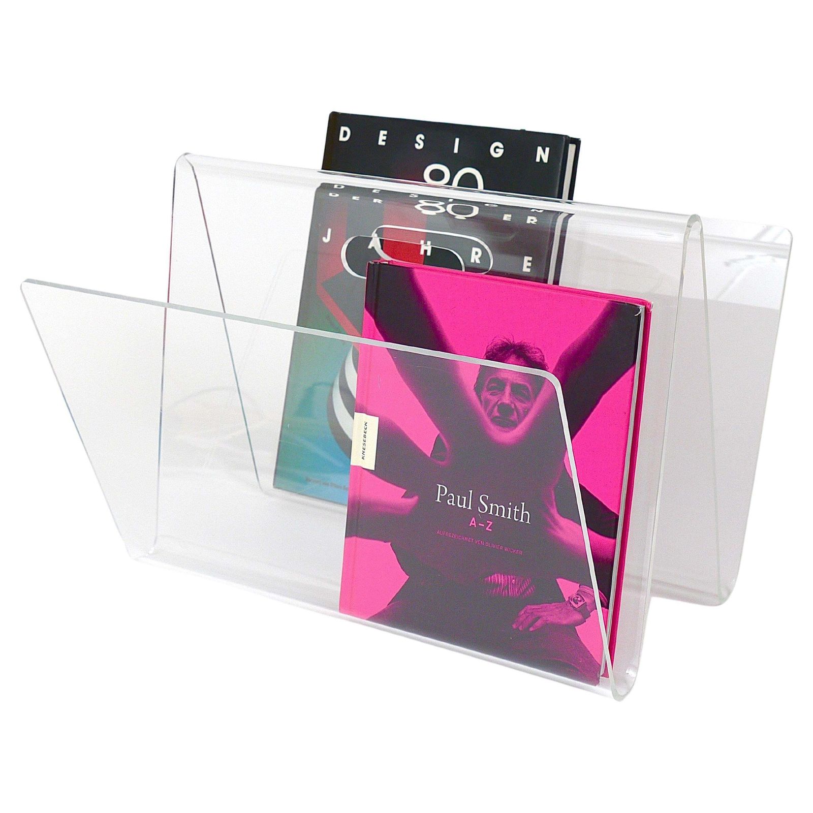 Postmodern Lucite Zigzag News Rack Magazine Stand, Italy, 1980s