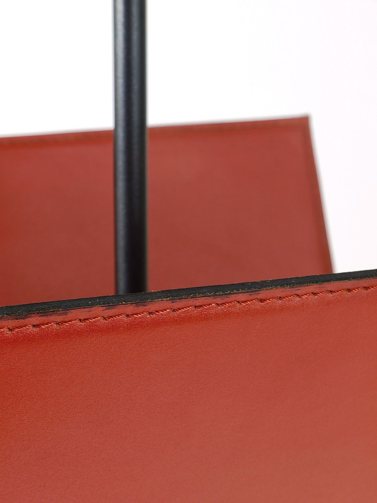 photo furniture Porada Arredi Black Post Modern Leather Magazine Rack News Stand, Italy, 1980s