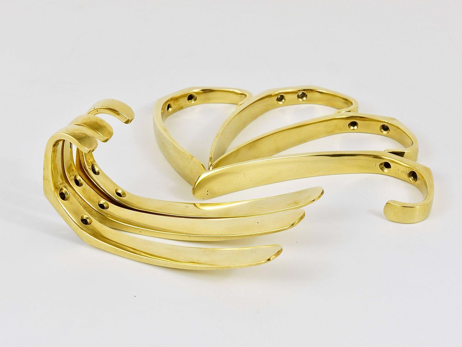 Up To Three Mid Century Brass Wall Coat Hooks By Herta Baller, Austria, 1950s photo Furniture