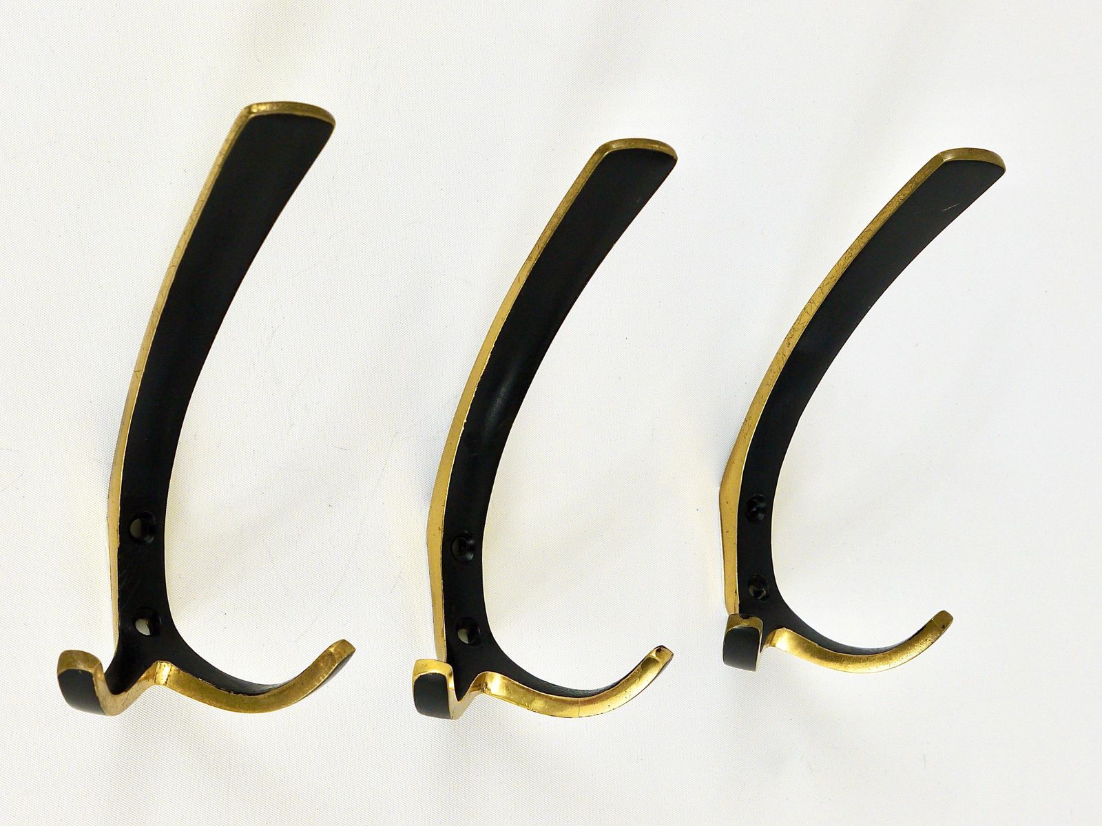 Up To 10 Midcentury Brass Double Wall Hooks By Herta Baller, Austria, 1950s photo vintage