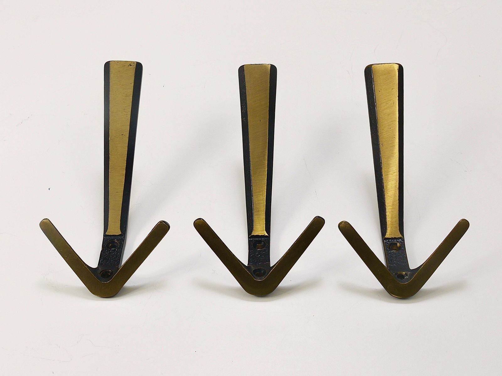 22x Midcentury Brass Double Wall Hook By Herta Baller, Vienna, Austria, 1950s photo vinterior