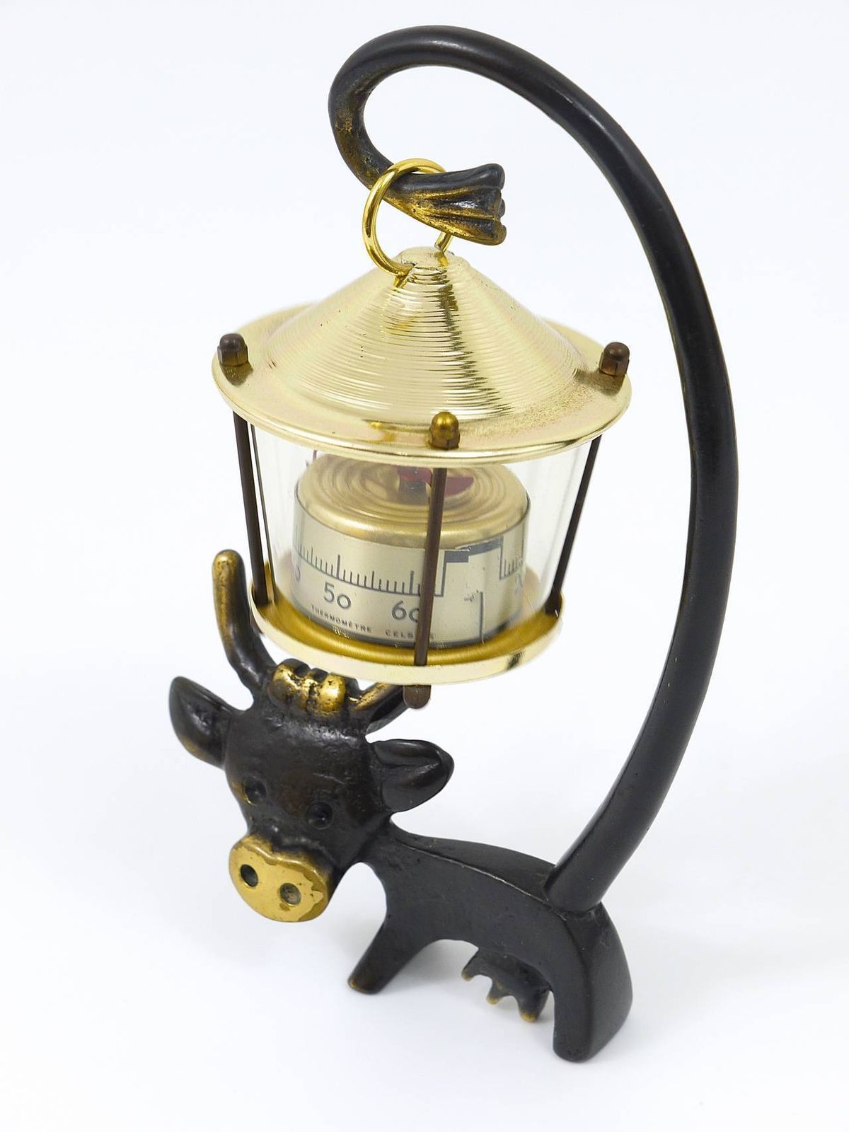 Walter Bosse Cow Figurine Table Thermometer By Herta Baller, Austria, 1950s photo for sale