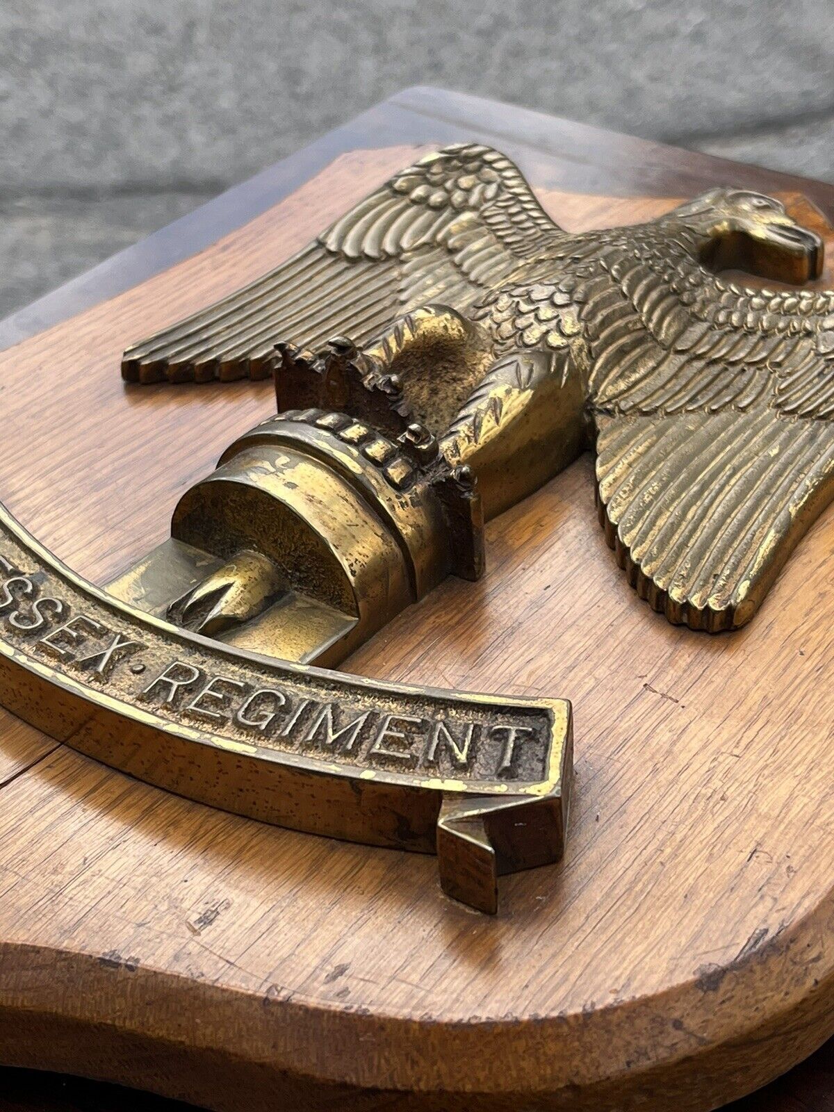 Antique & Very Rare Essex Regiment Brass Mess Plaque photo 510.0