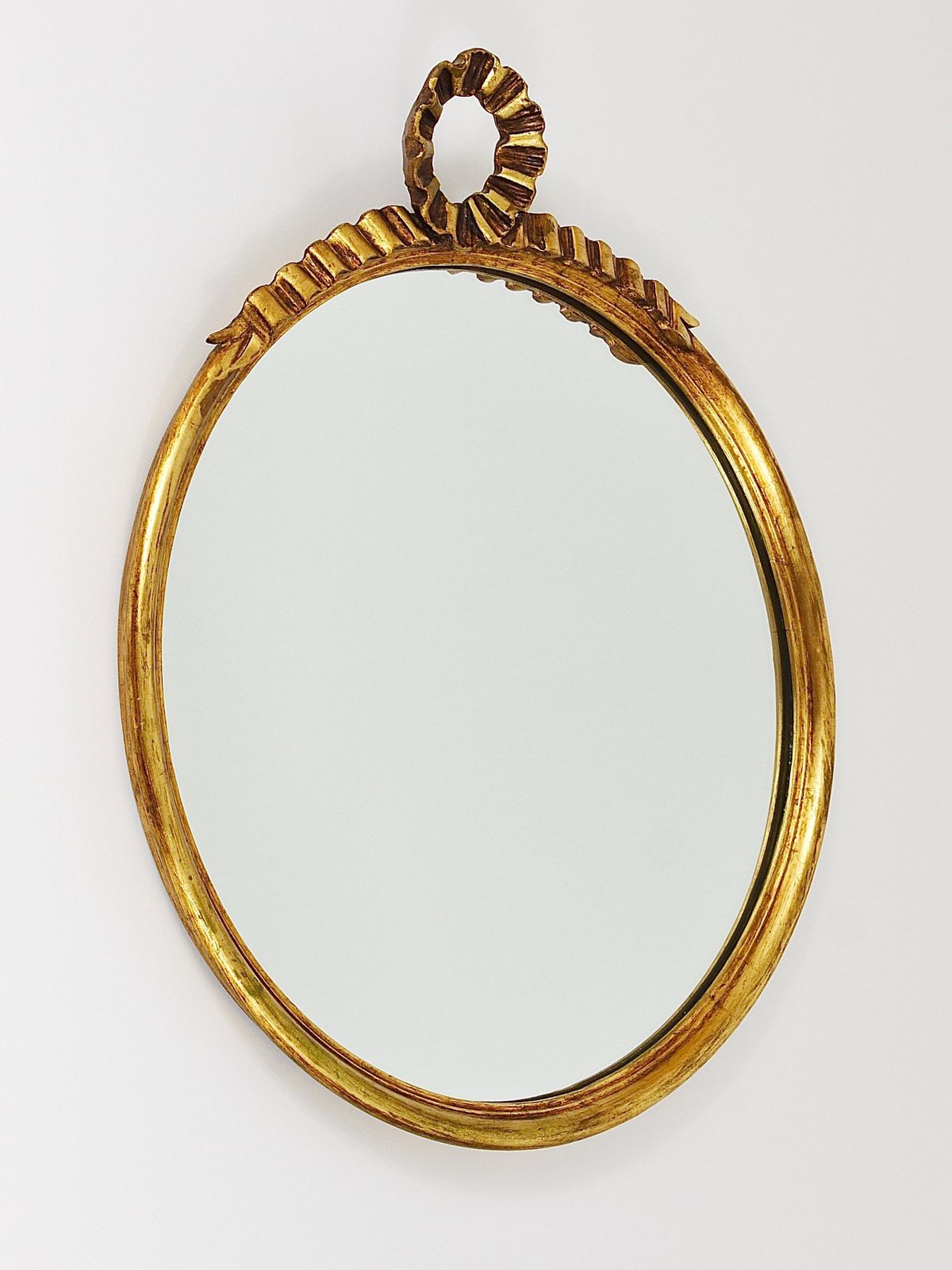 Round Midcentury Gilt Wood Wall Mirror, C. Allodi & G. Subelli, Italy, 1950s photo Home Decor