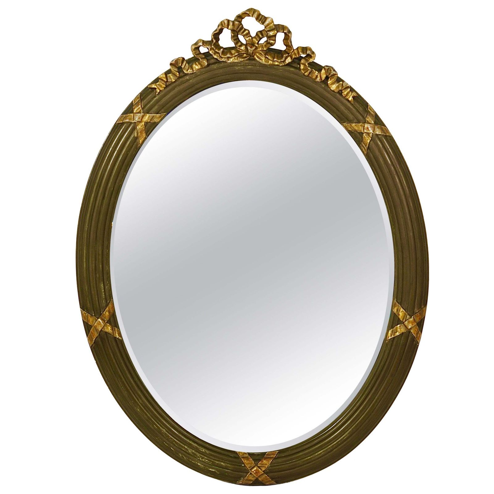 Neoclassical Oval Gilt Wood Gustavian Style Faceted Wall Mirror, Italy, 1900s