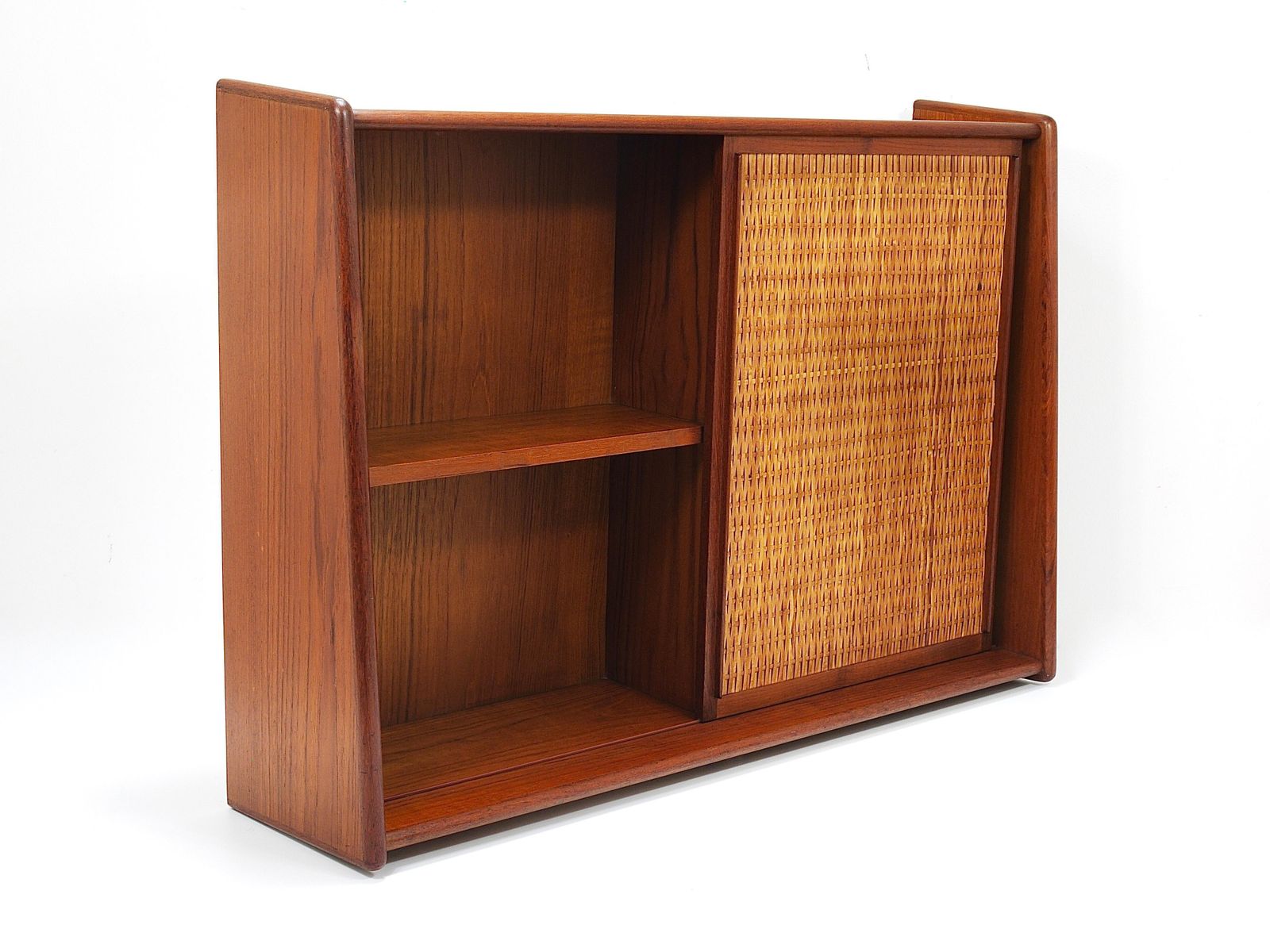 Home Decor Arne Wahl Iversen Wall Mirror & Shelf Cabinet, Teak & Cane For Brenderup Denmark photo