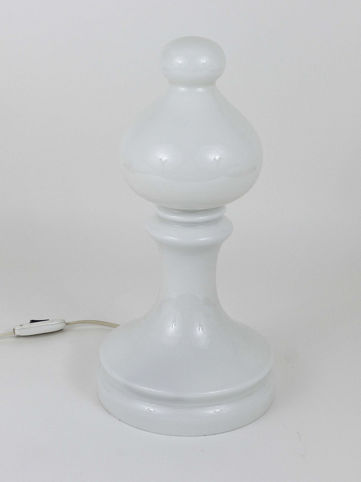 White Ivan Jakes Bishop Chess Lamp, Made Of White Glass, Czechoslovakia, 1970s photo 395.0