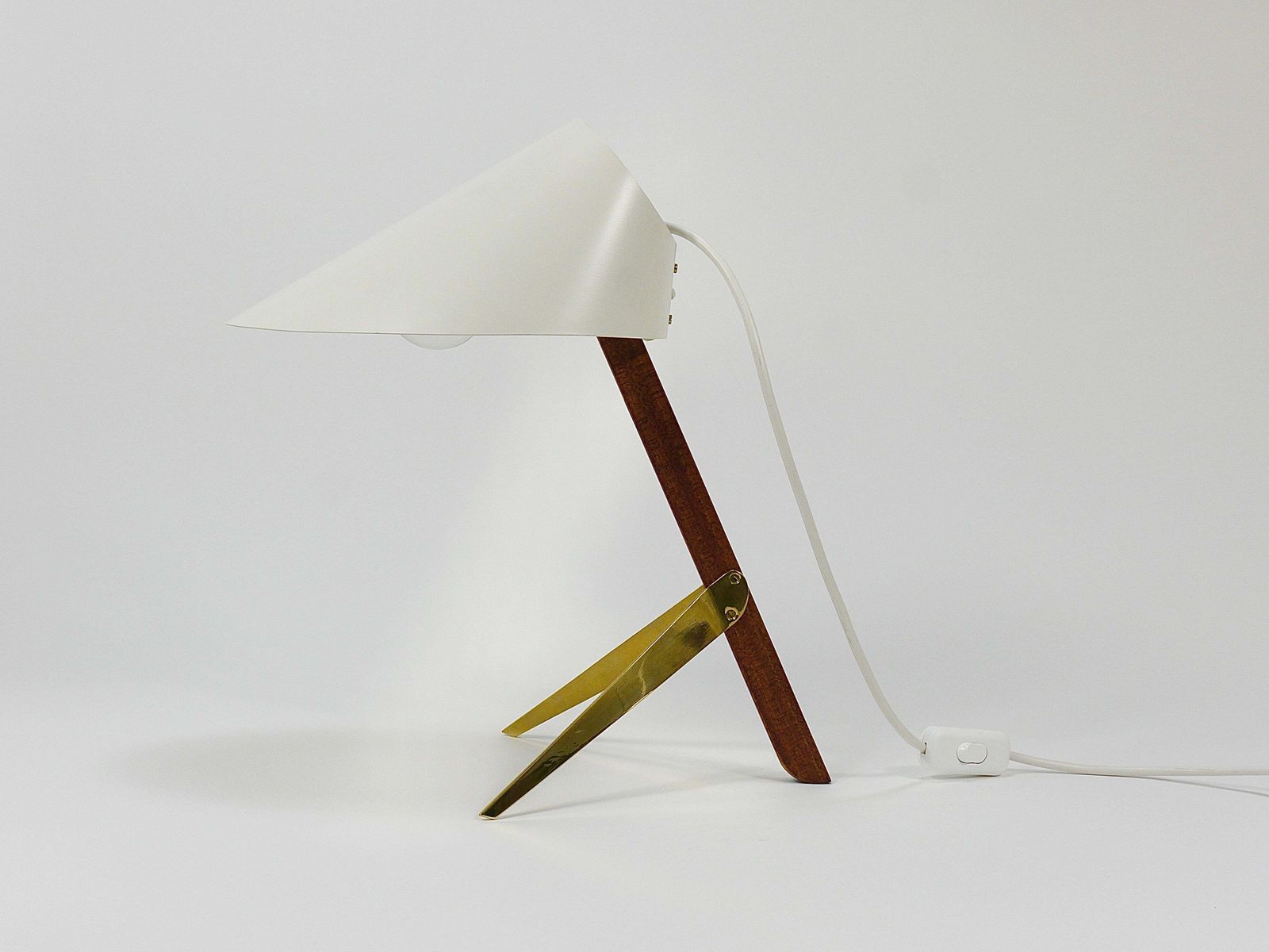 photo for sale Two J.T. Kalmar Vienna  „Billy Tl“ White Mid Century Table Desk Lamps, Austria