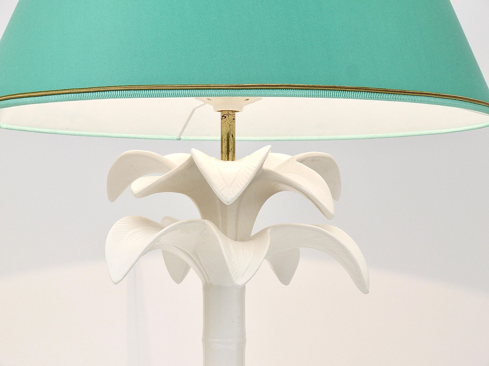 Tommaso Barbi White Palm Tree Faux Bamboo Table Lamp, Italy, 1970s photo vinterior