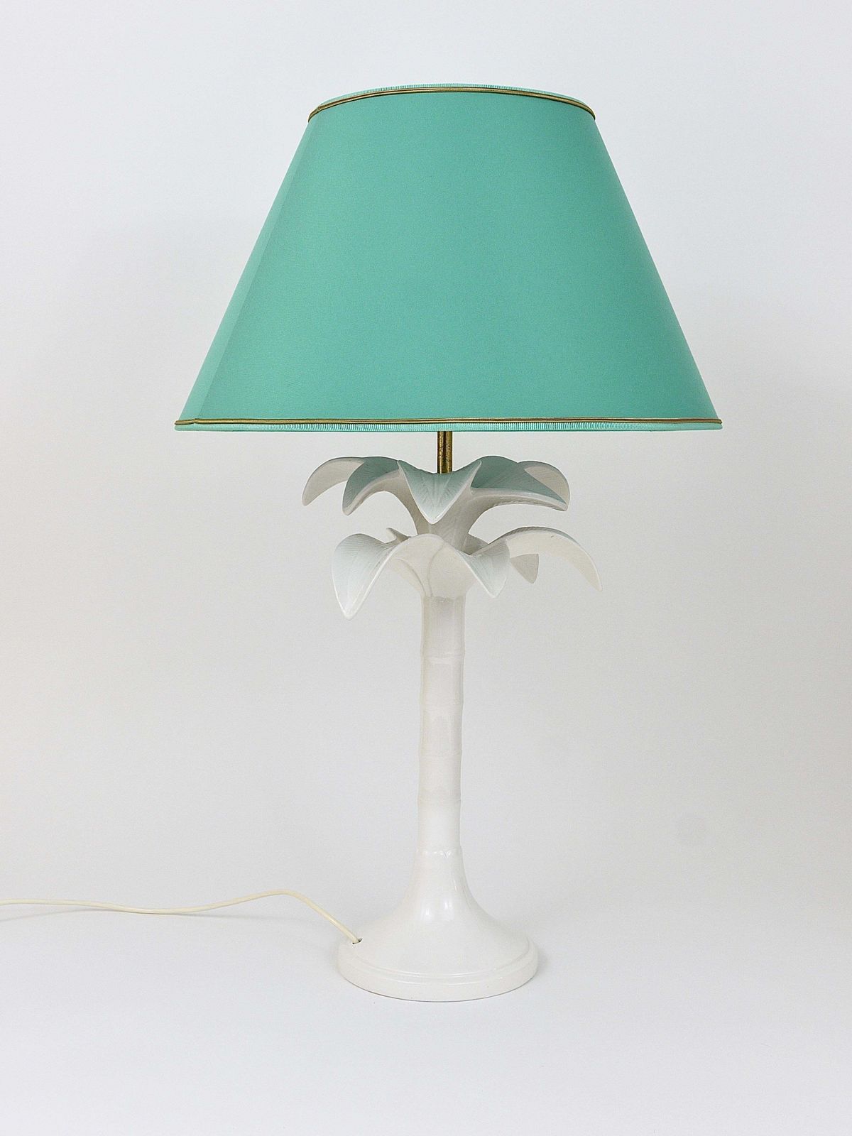 Tommaso Barbi White Palm Tree Faux Bamboo Table Lamp, Italy, 1970s photo buy