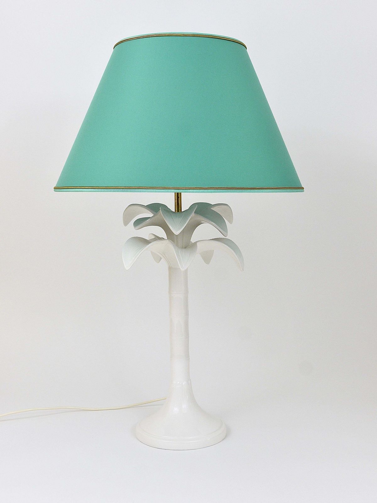 photo vinterior Tommaso Barbi White Palm Tree Faux Bamboo Table Lamp, Italy, 1970s