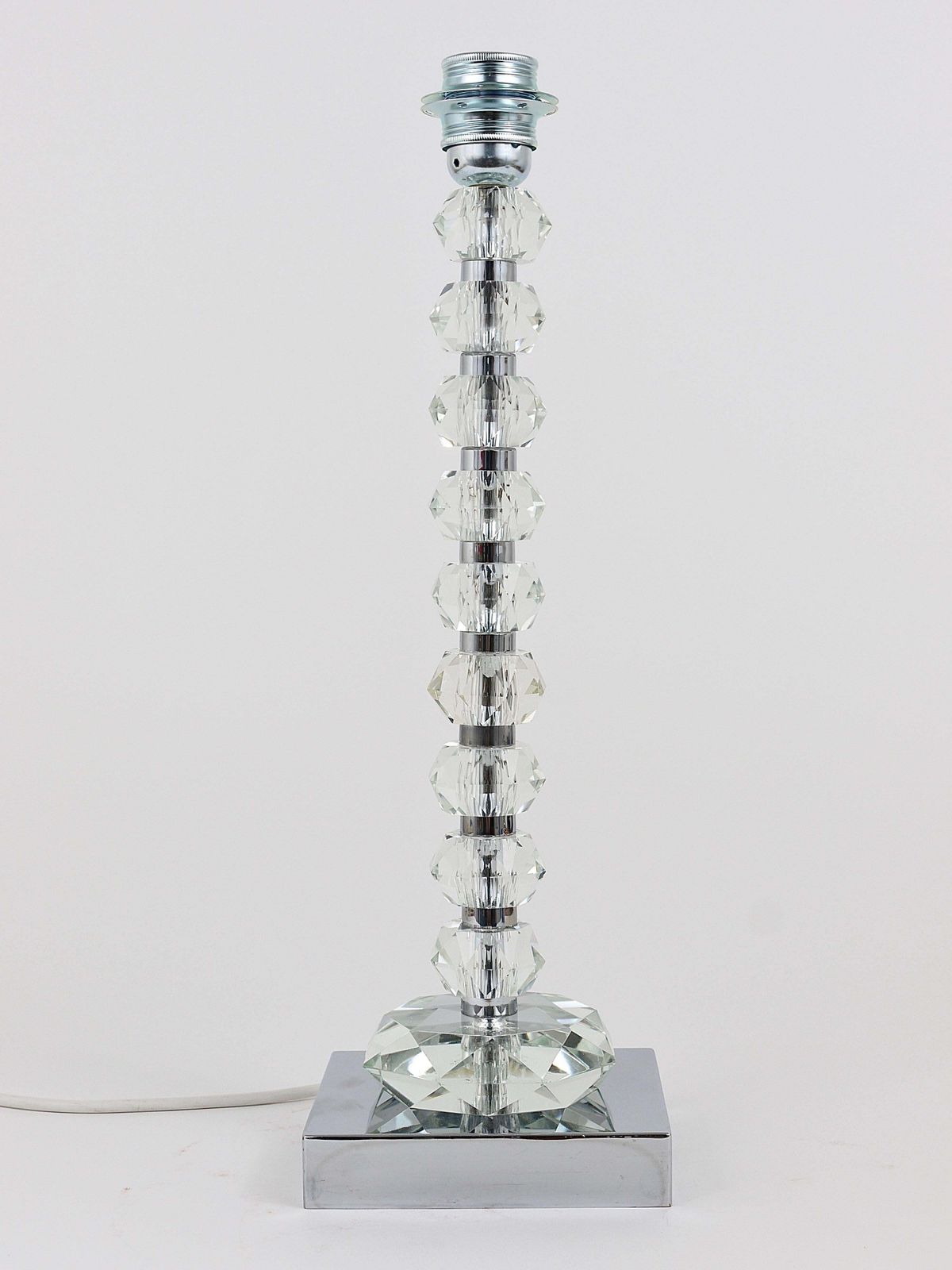 Two Bakalowits Table Lamps With Huge Faceted Diamond Crystals, Austria, 1970s photo vinterior