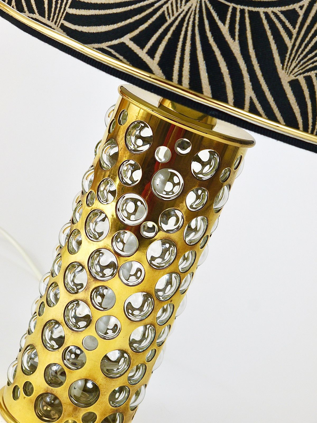 Rupert Nikoll Midcentury Brass Tube Bubble Glass Table Lamp, Austria, 1950s photo buy