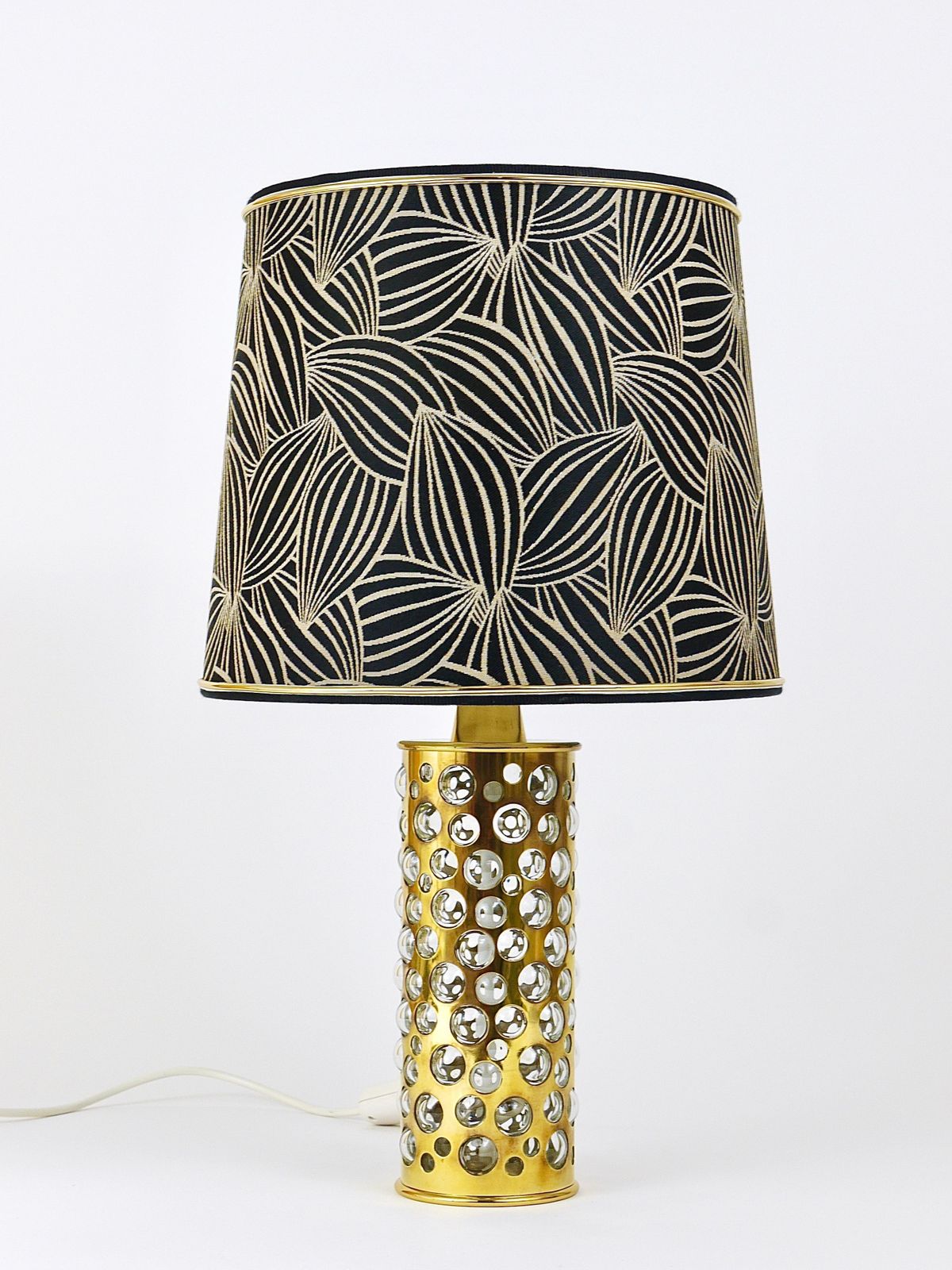photo vinterior Rupert Nikoll Midcentury Brass Tube Bubble Glass Table Lamp, Austria, 1950s
