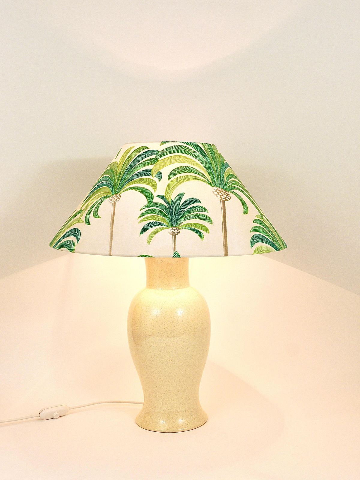 Pair Tommaso Barbi Riviera Palm Tree 1970s Table Lamps With Matching Pillows photo for sale