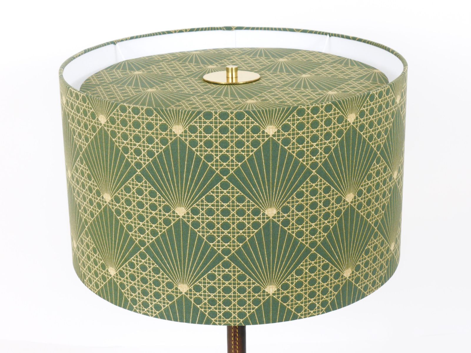 Pair J.T. Kalmar Brass & Leather Mid Century Table Or Side Lamps, Austria, 1960s photo Lighting
