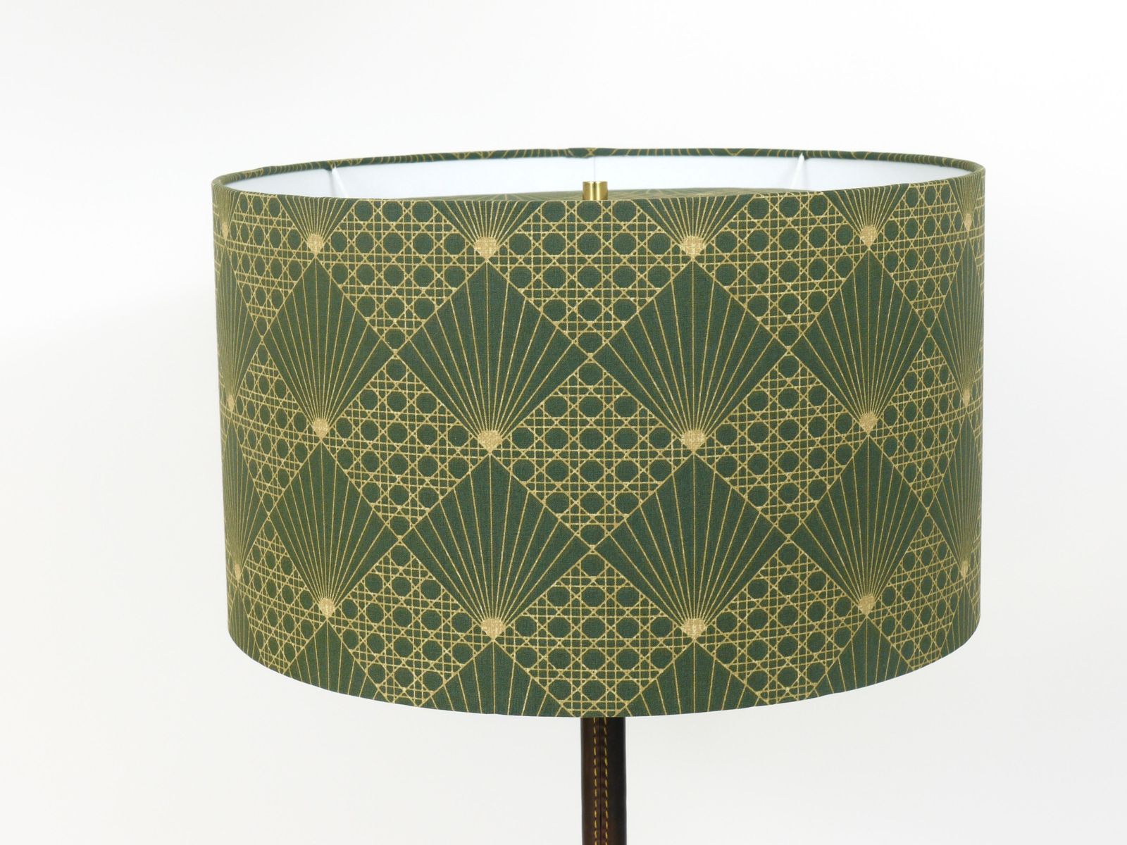 Pair J.T. Kalmar Brass & Leather Mid Century Table Or Side Lamps, Austria, 1960s photo vinterior