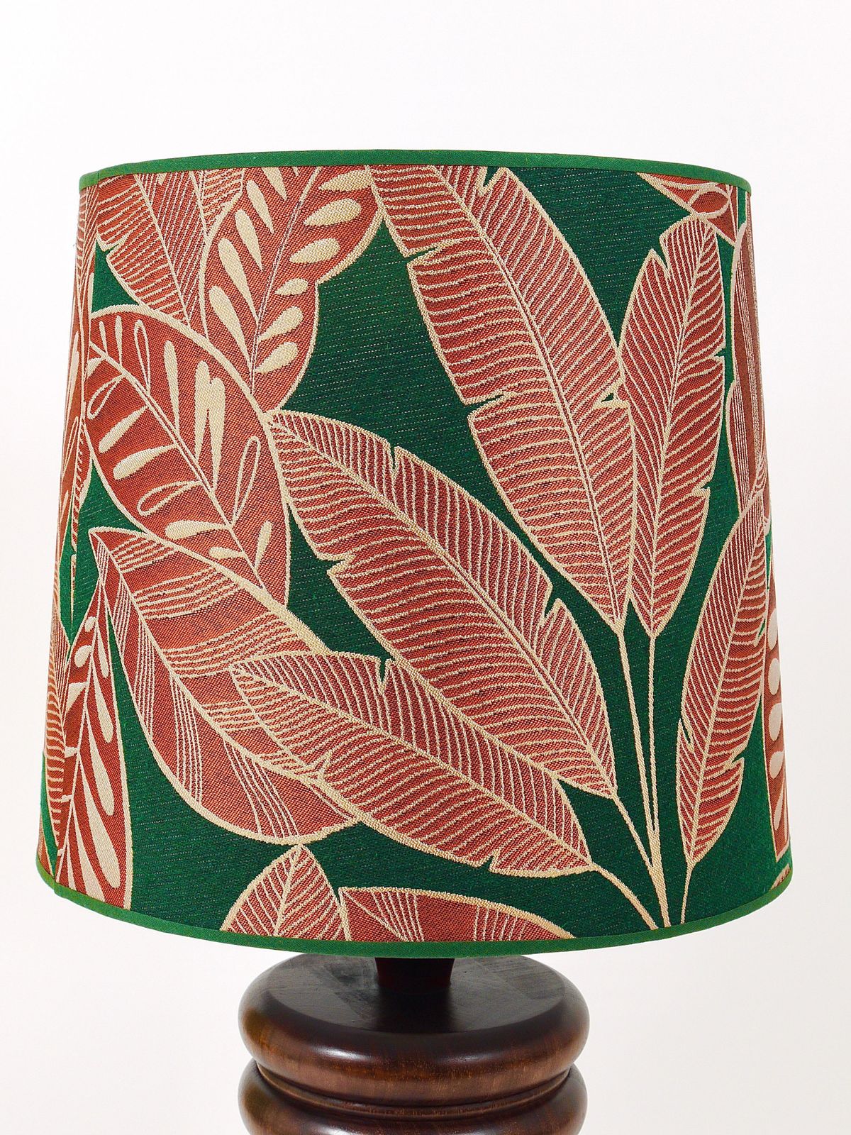 Midcentury Table Or Side Lamp, Turned Wood Base, Sweden, 1970s photo for sale