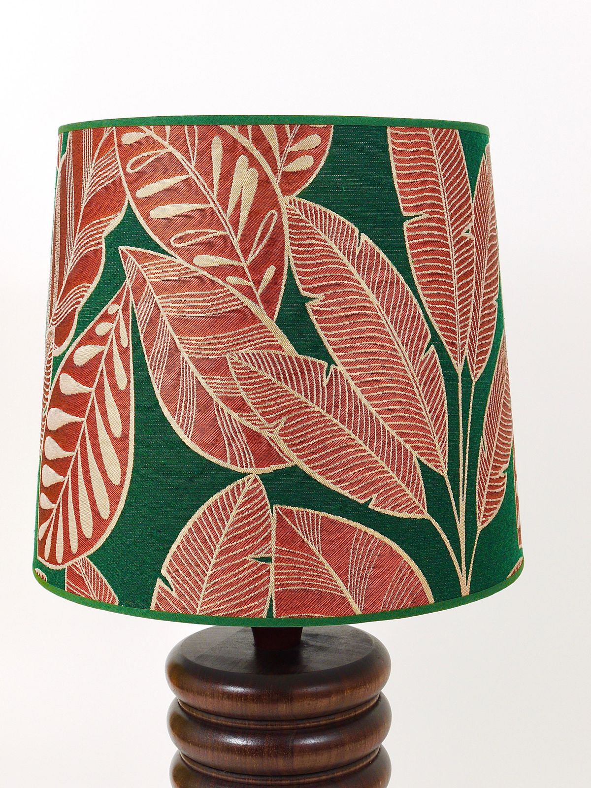 Midcentury Table Or Side Lamp, Turned Wood Base, Sweden, 1970s photo 1129.0