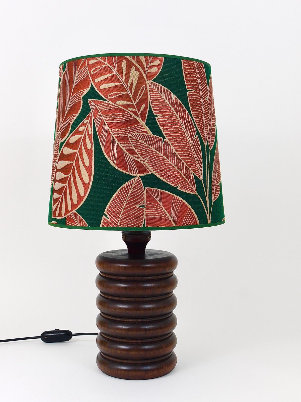 Lighting Midcentury Table Or Side Lamp, Turned Wood Base, Sweden, 1970s photo