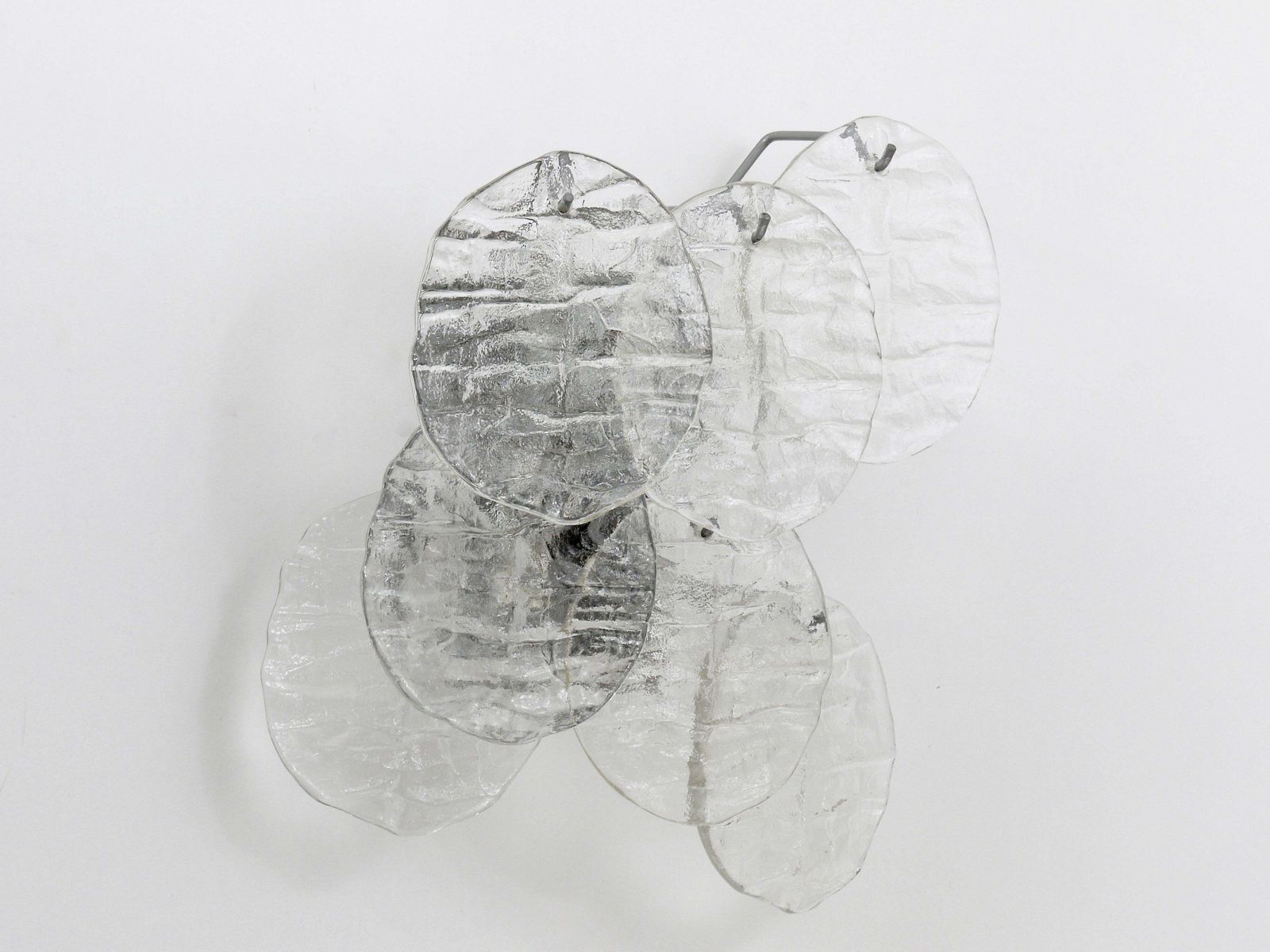 Up To Three J.T. Kalmar Blatt Ice Glass Disc Sconces Wall Lights, Austria, 1960s photo vinterior
