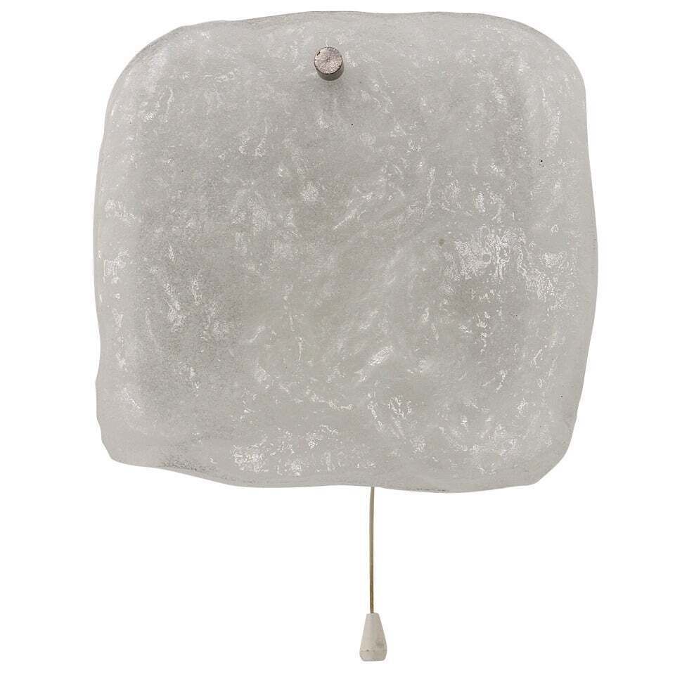Midcentury Kalmar Frosted Ice Glass Panel Sconce Wall Light, Austria, 1960s