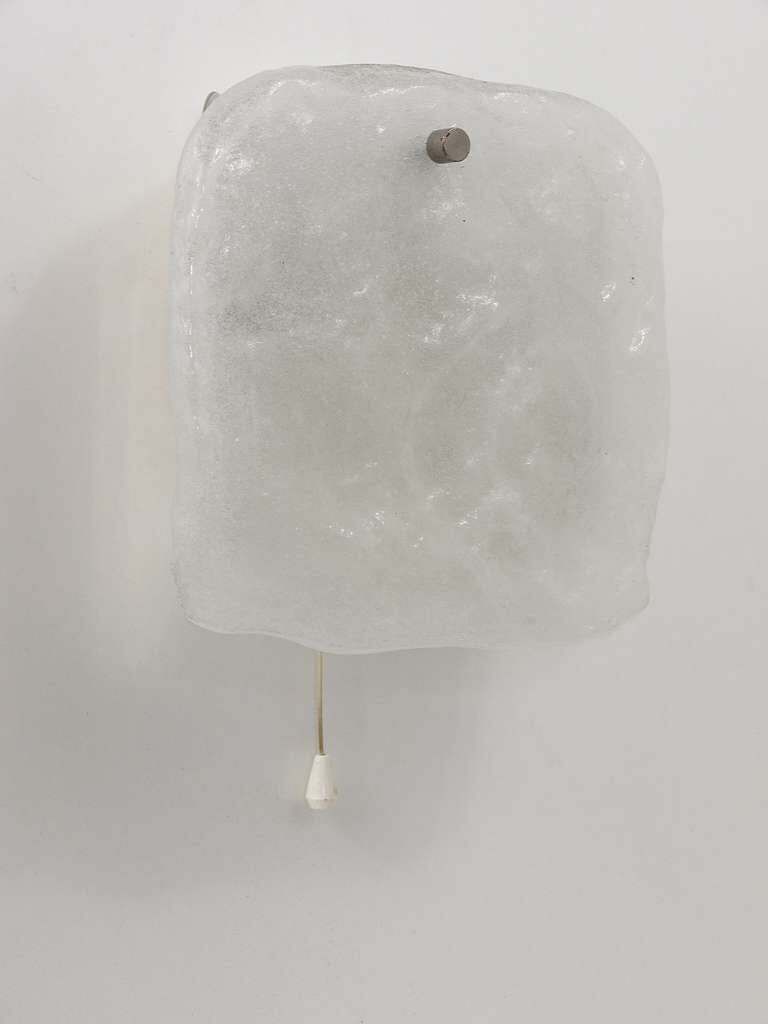Midcentury Kalmar Frosted Ice Glass Panel Sconce Wall Light, Austria, 1960s photo 806.0