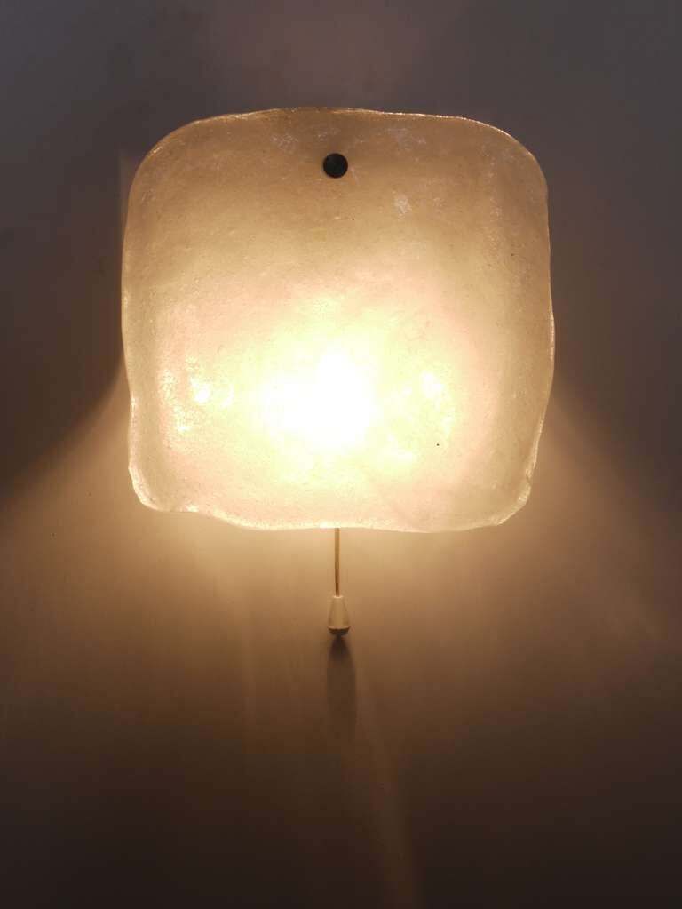 Midcentury Kalmar Frosted Ice Glass Panel Sconce Wall Light, Austria, 1960s photo buy