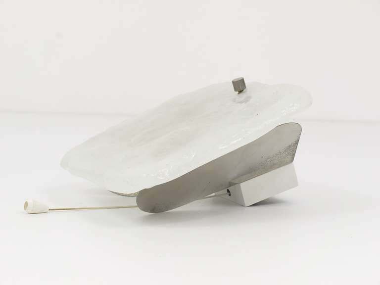 photo furniture Midcentury Kalmar Frosted Ice Glass Panel Sconce Wall Light, Austria, 1960s