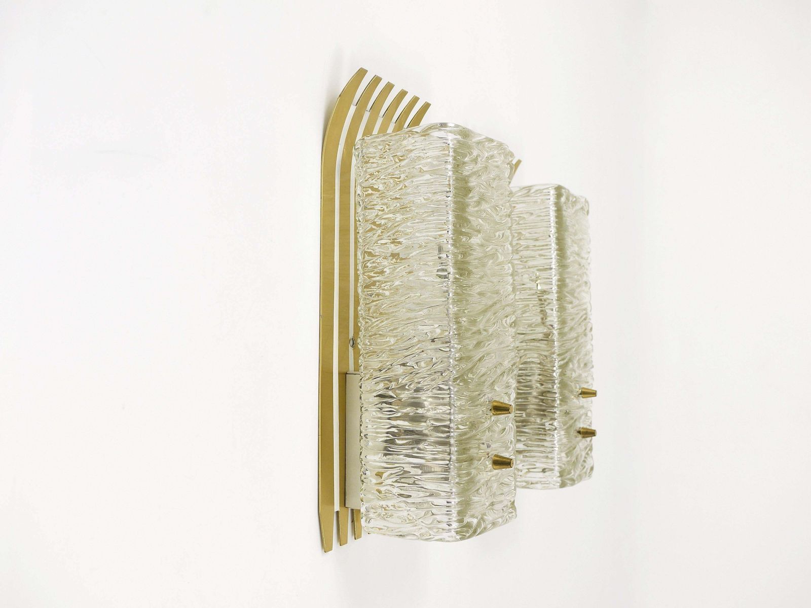 J.T. Kalmar Vienna Pair Of Unusual Brass Glass Sconces, Austria, 1950s photo vinterior