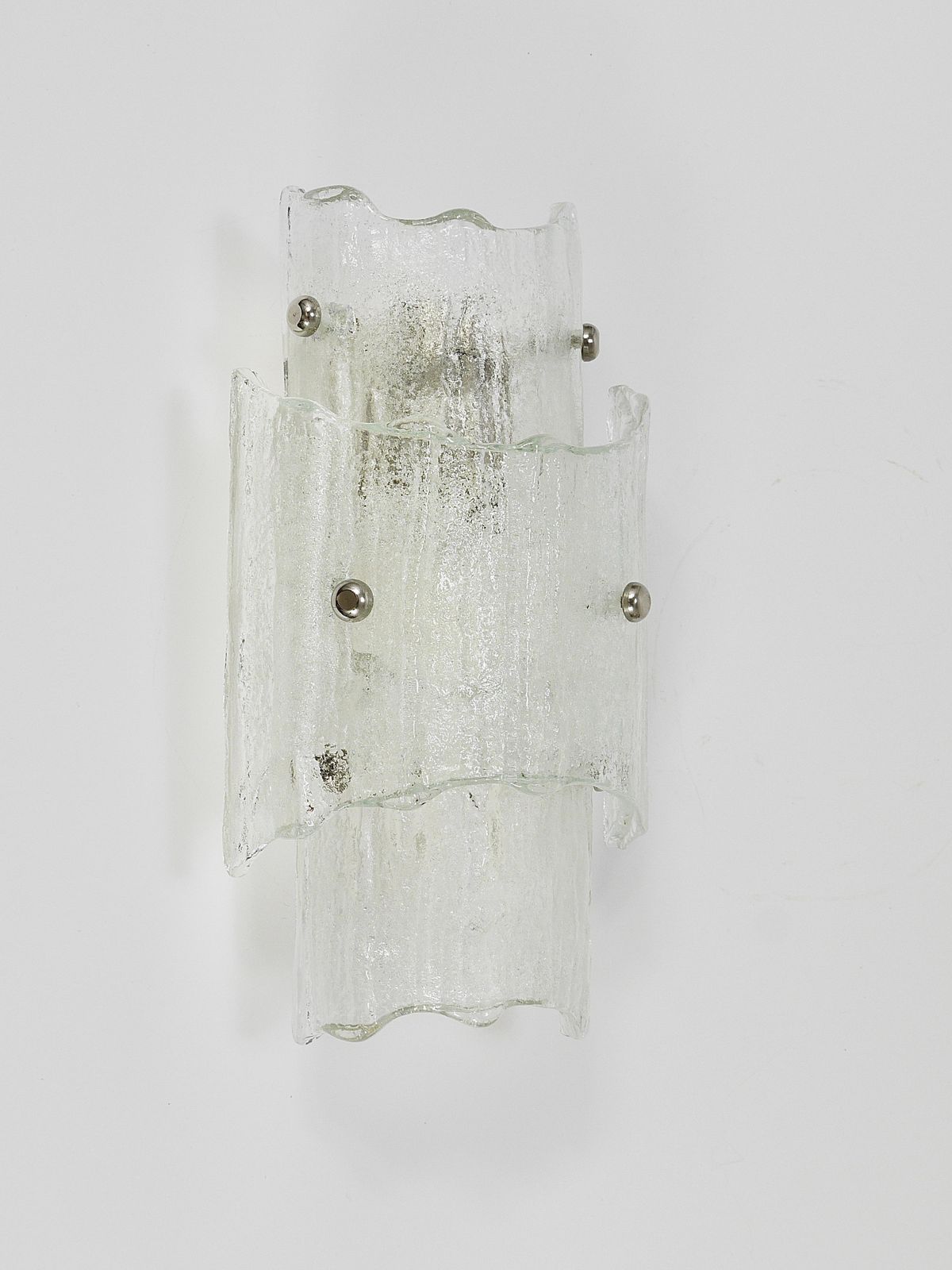 J.T. Kalmar Vienna Pair Mid Century Frosted Ice Glass Sconces, Austria, 1960s photo buy