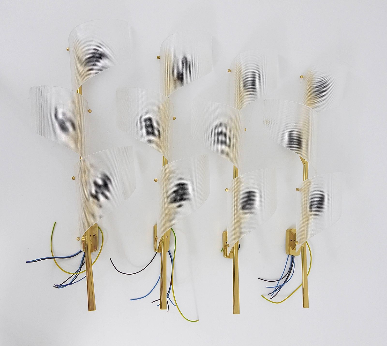 photo furniture J.T. Kalmar Two Pairs Of Large Floral Auguri Brass Sconces, Austria, 1950s